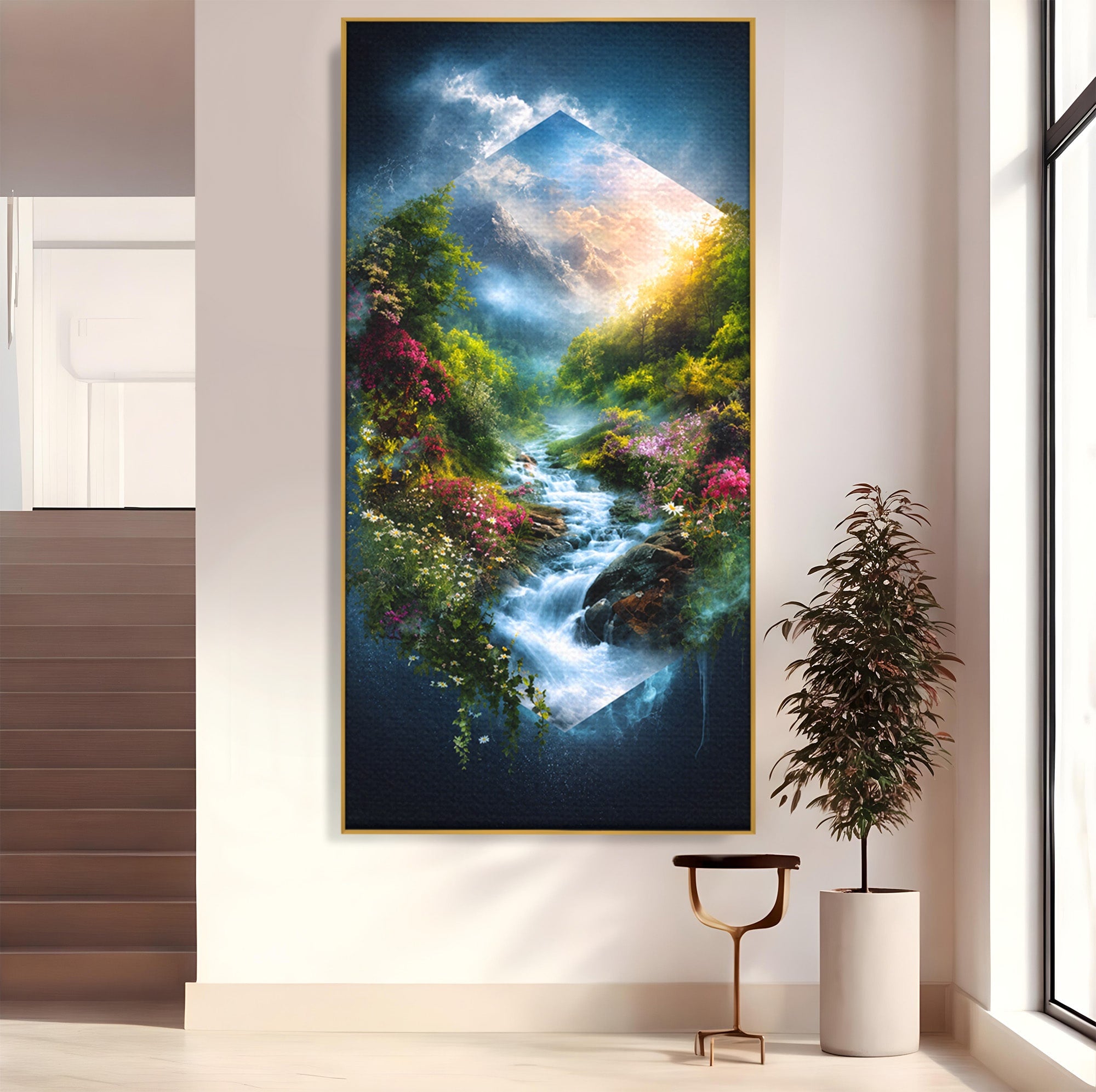 Tablou Canvas Premium LuxCanva® A1679, Cascada Montană, Cascada, Munti, Natura, Peisaj, Living, Culori Vibrante