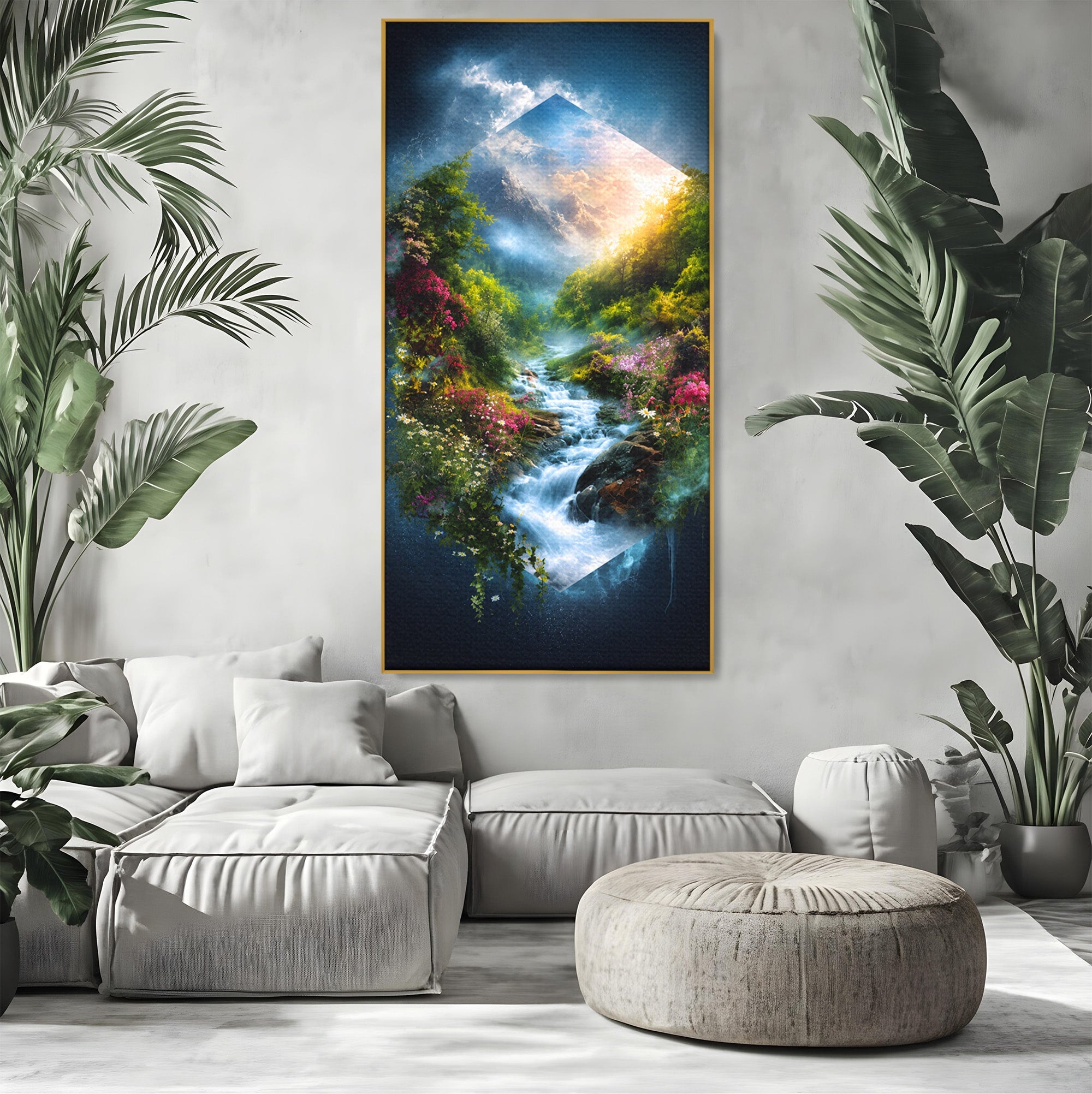 Tablou Canvas Premium LuxCanva® A1679, Cascada Montană, Cascada, Munti, Natura, Peisaj, Living, Culori Vibrante