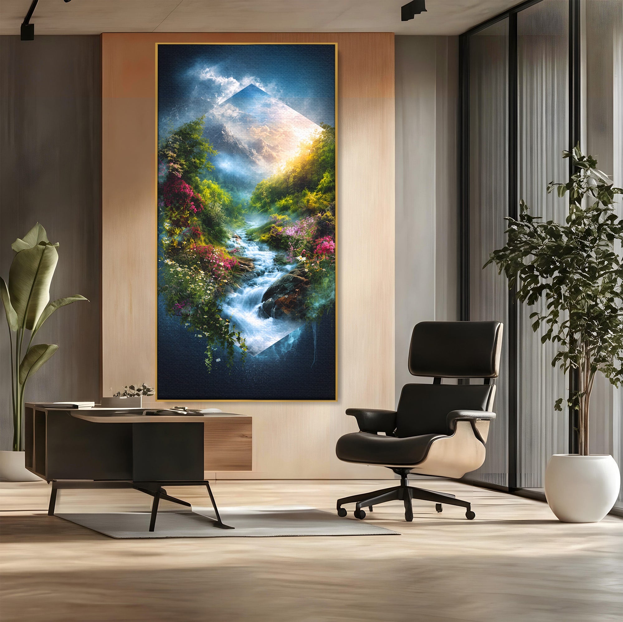 Tablou Canvas Premium LuxCanva® A1679, Cascada Montană, Cascada, Munti, Natura, Peisaj, Living, Culori Vibrante