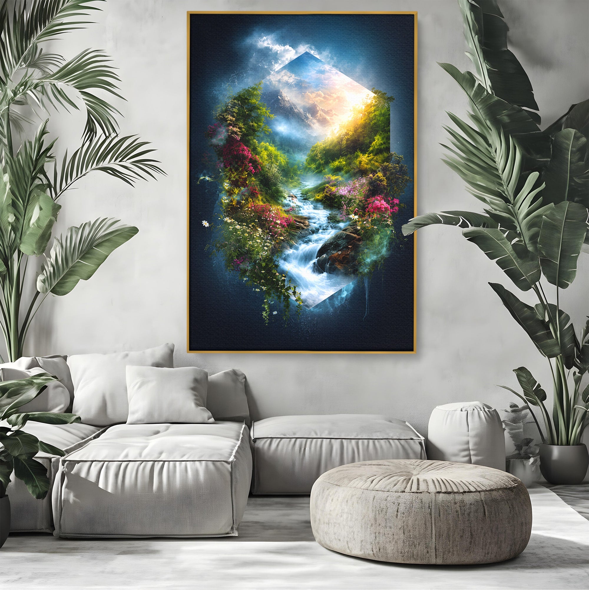Tablou Canvas Premium LuxCanva® A1679, Cascada Montană, Cascada, Munti, Natura, Peisaj, Living, Culori Vibrante