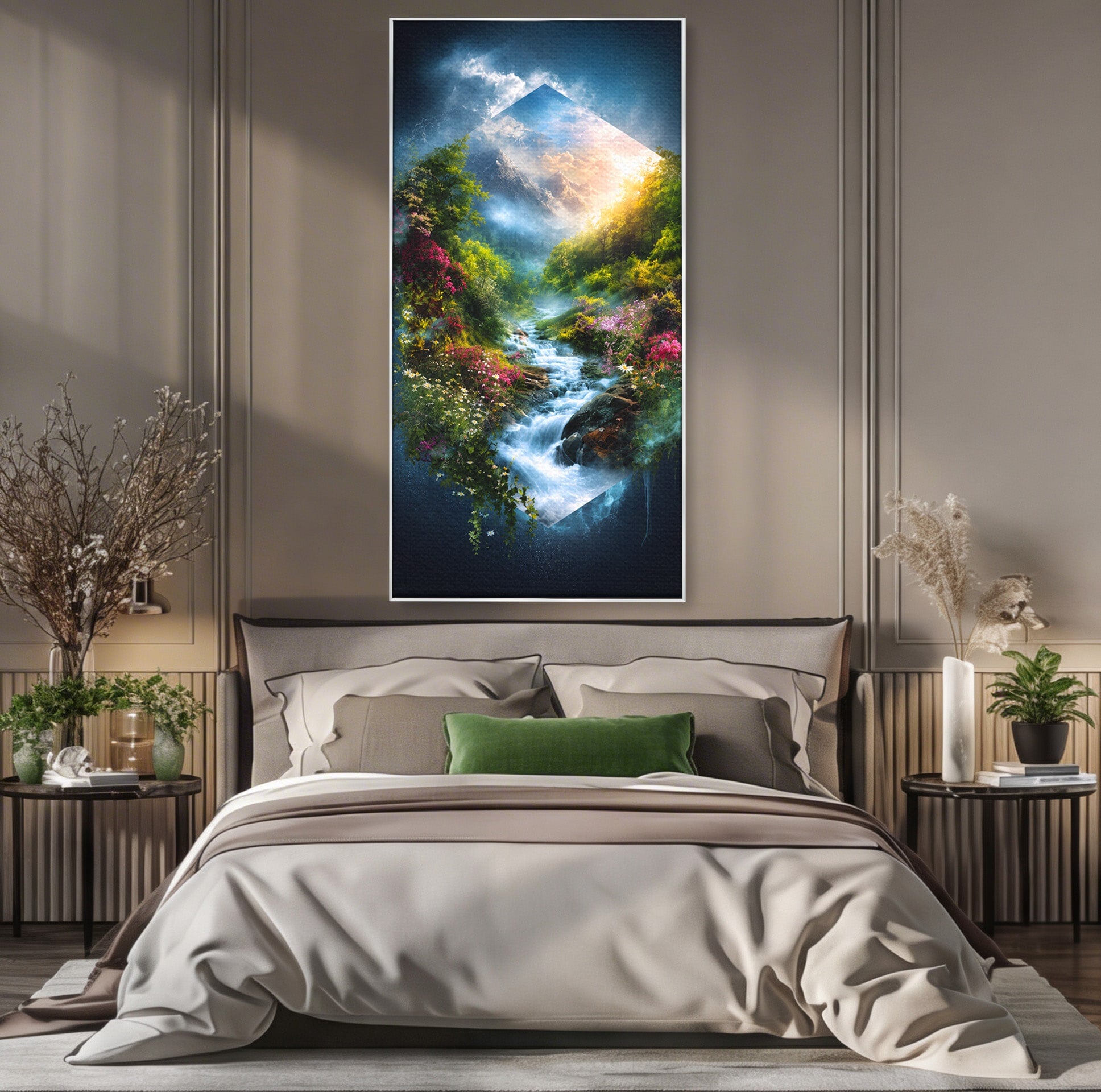 Tablou Canvas Premium LuxCanva® A1679, Cascada Montană, Cascada, Munti, Natura, Peisaj, Living, Culori Vibrante