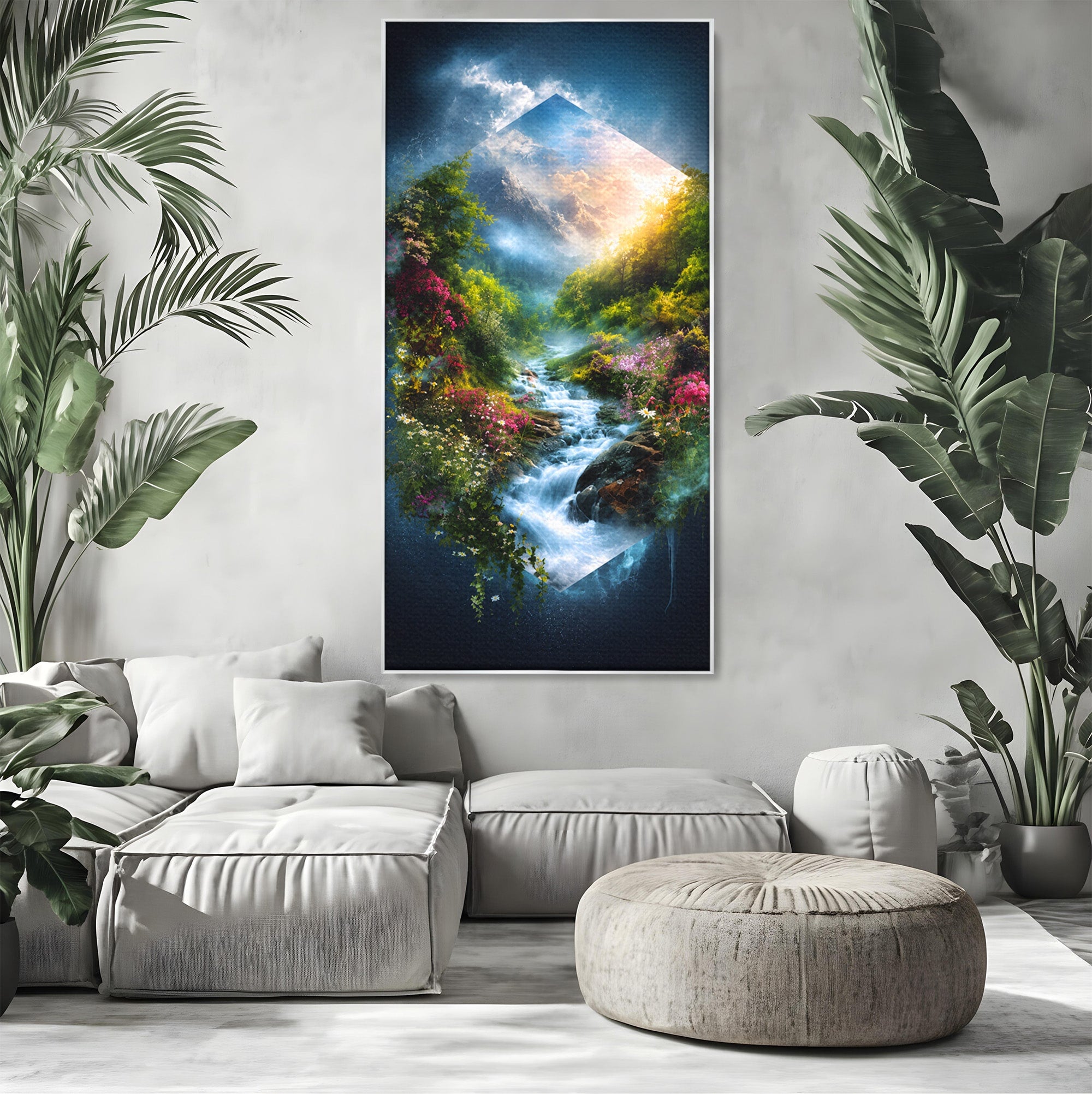 Tablou Canvas Premium LuxCanva® A1679, Cascada Montană, Cascada, Munti, Natura, Peisaj, Living, Culori Vibrante