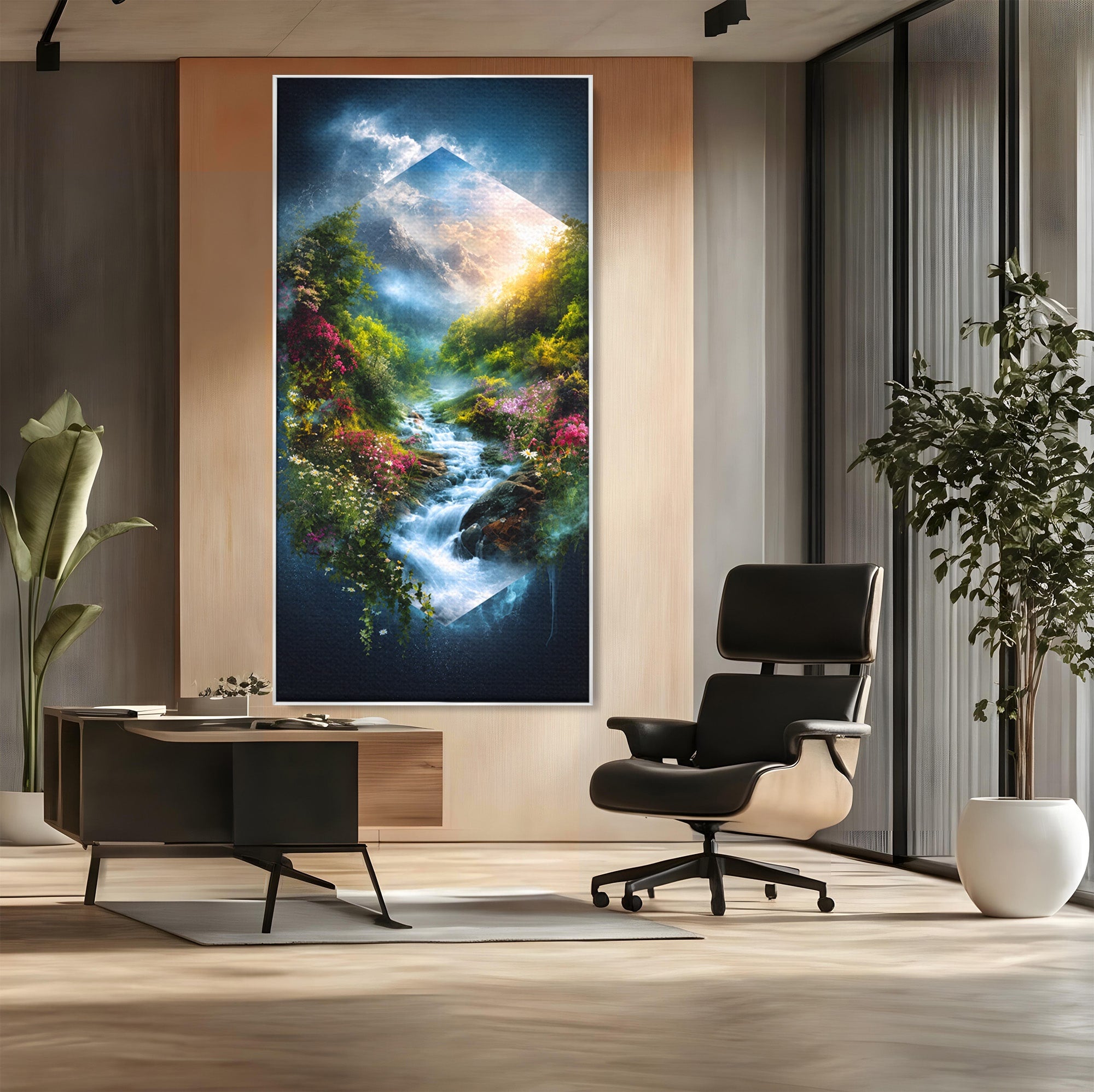 Tablou Canvas Premium LuxCanva® A1679, Cascada Montană, Cascada, Munti, Natura, Peisaj, Living, Culori Vibrante
