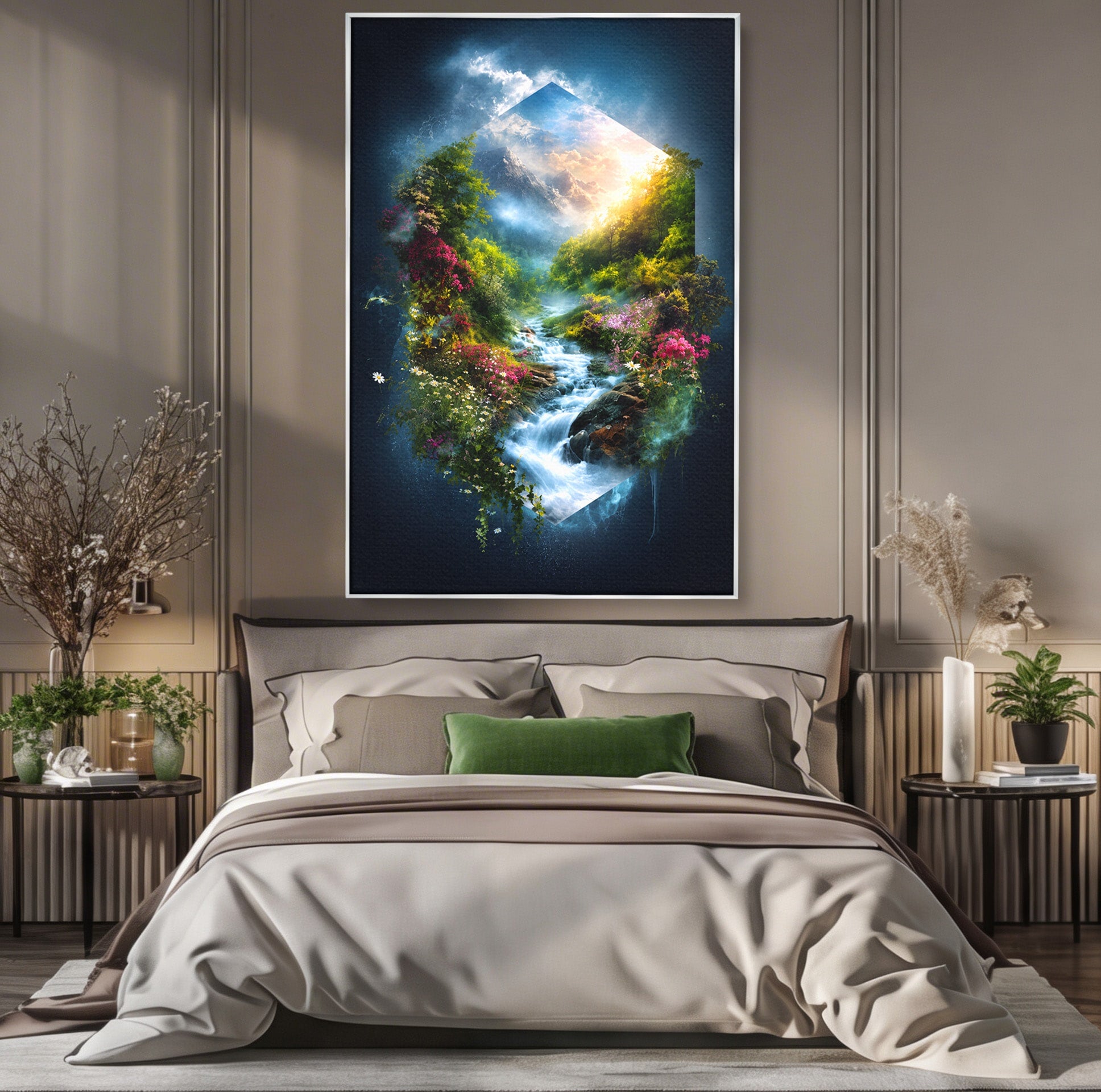 Tablou Canvas Premium LuxCanva® A1679, Cascada Montană, Cascada, Munti, Natura, Peisaj, Living, Culori Vibrante