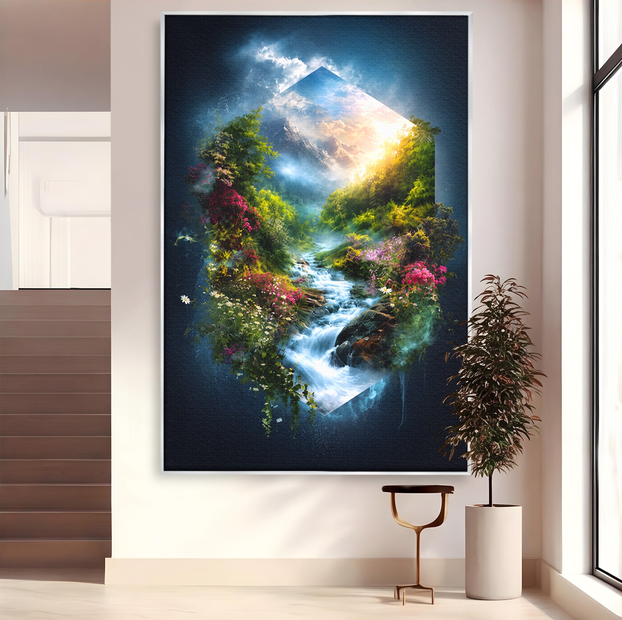 Tablou Canvas Premium LuxCanva® A1679, Cascada Montană, Cascada, Munti, Natura, Peisaj, Living, Culori Vibrante