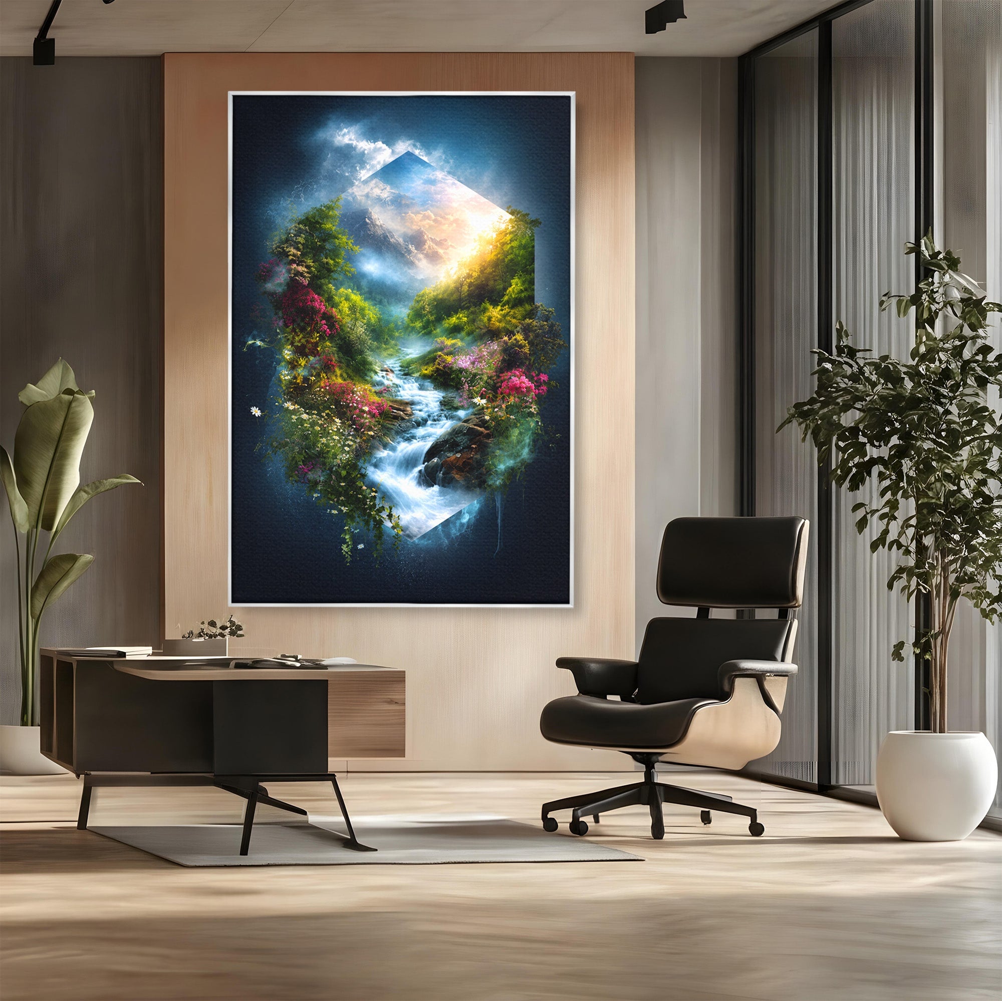 Tablou Canvas Premium LuxCanva® A1679, Cascada Montană, Cascada, Munti, Natura, Peisaj, Living, Culori Vibrante