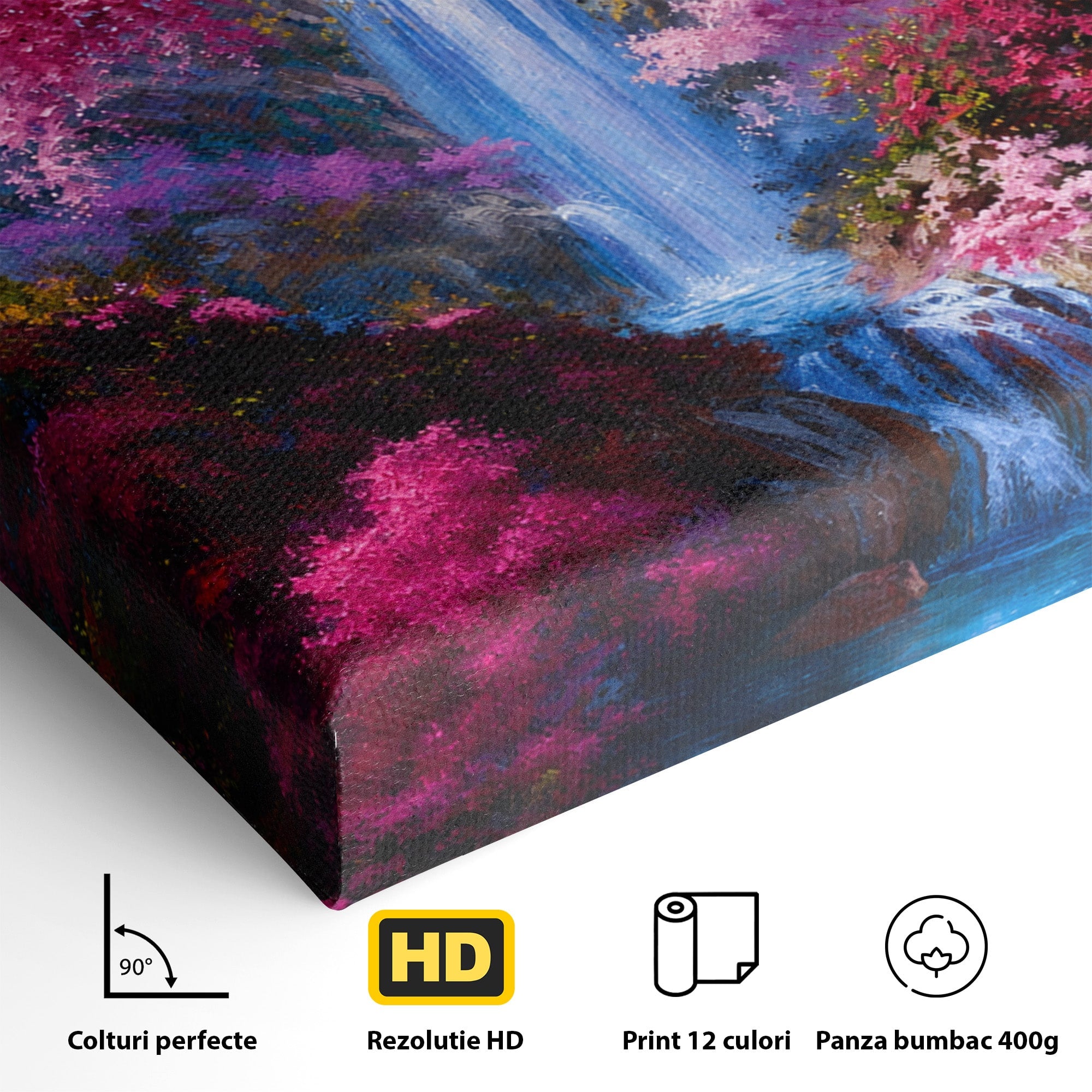 Tablou Canvas Premium LuxCanva® A1680, Cascada Sub Ciresi, Cascada, Ciresi, Natura, Peisaj, Living, Culori Vibrante