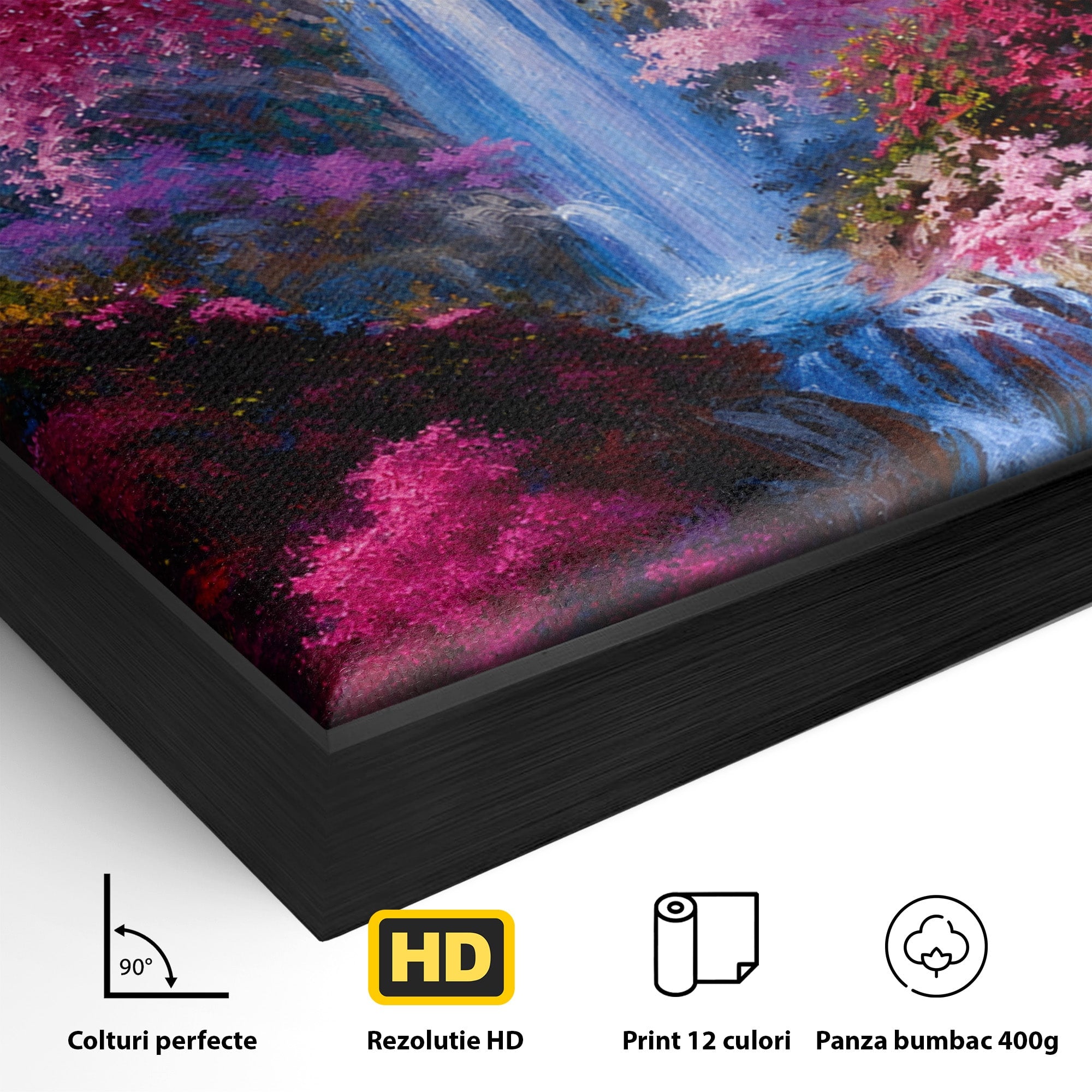 Tablou Canvas Premium LuxCanva® A1680, Cascada Sub Ciresi, Cascada, Ciresi, Natura, Peisaj, Living, Culori Vibrante