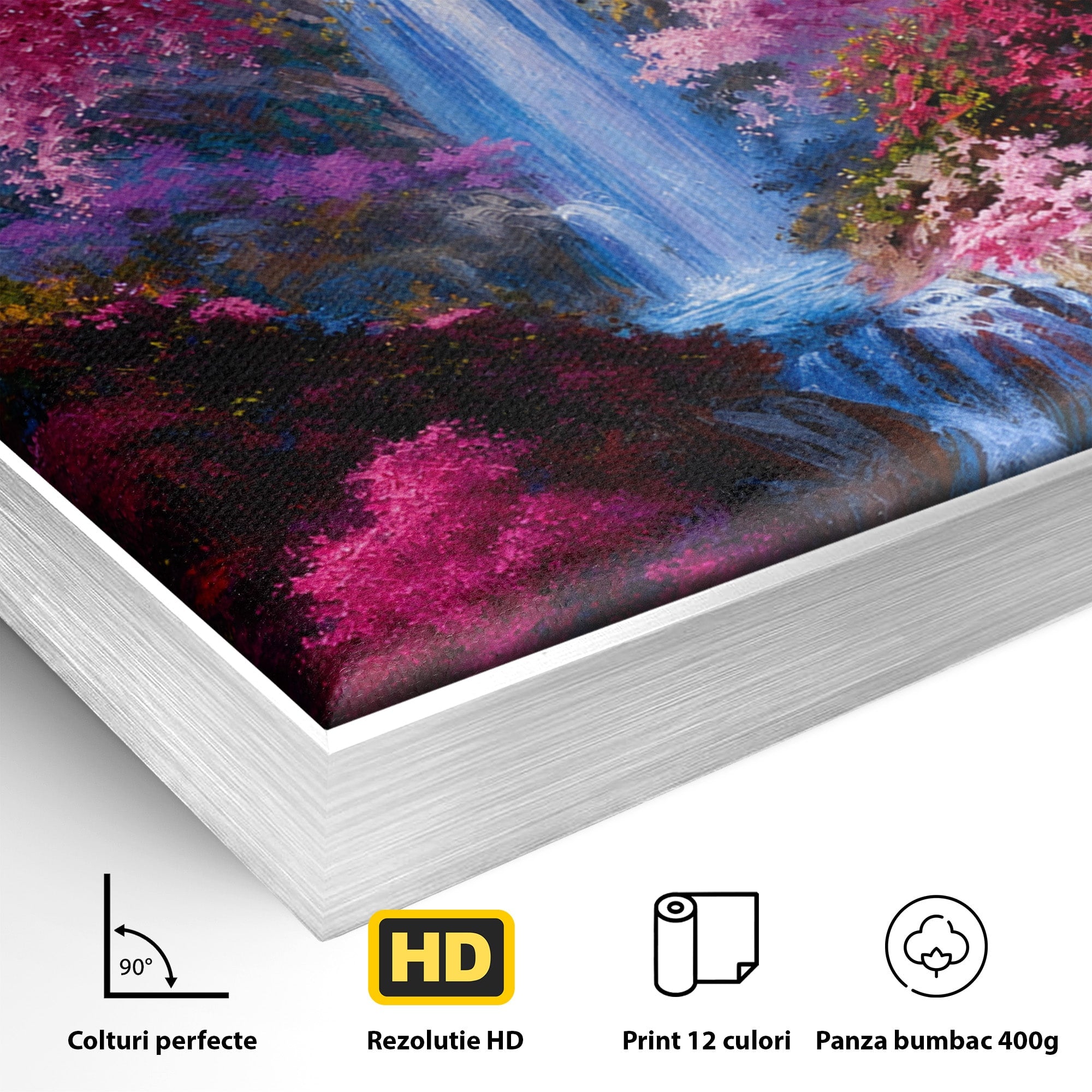 Tablou Canvas Premium LuxCanva® A1680, Cascada Sub Ciresi, Cascada, Ciresi, Natura, Peisaj, Living, Culori Vibrante