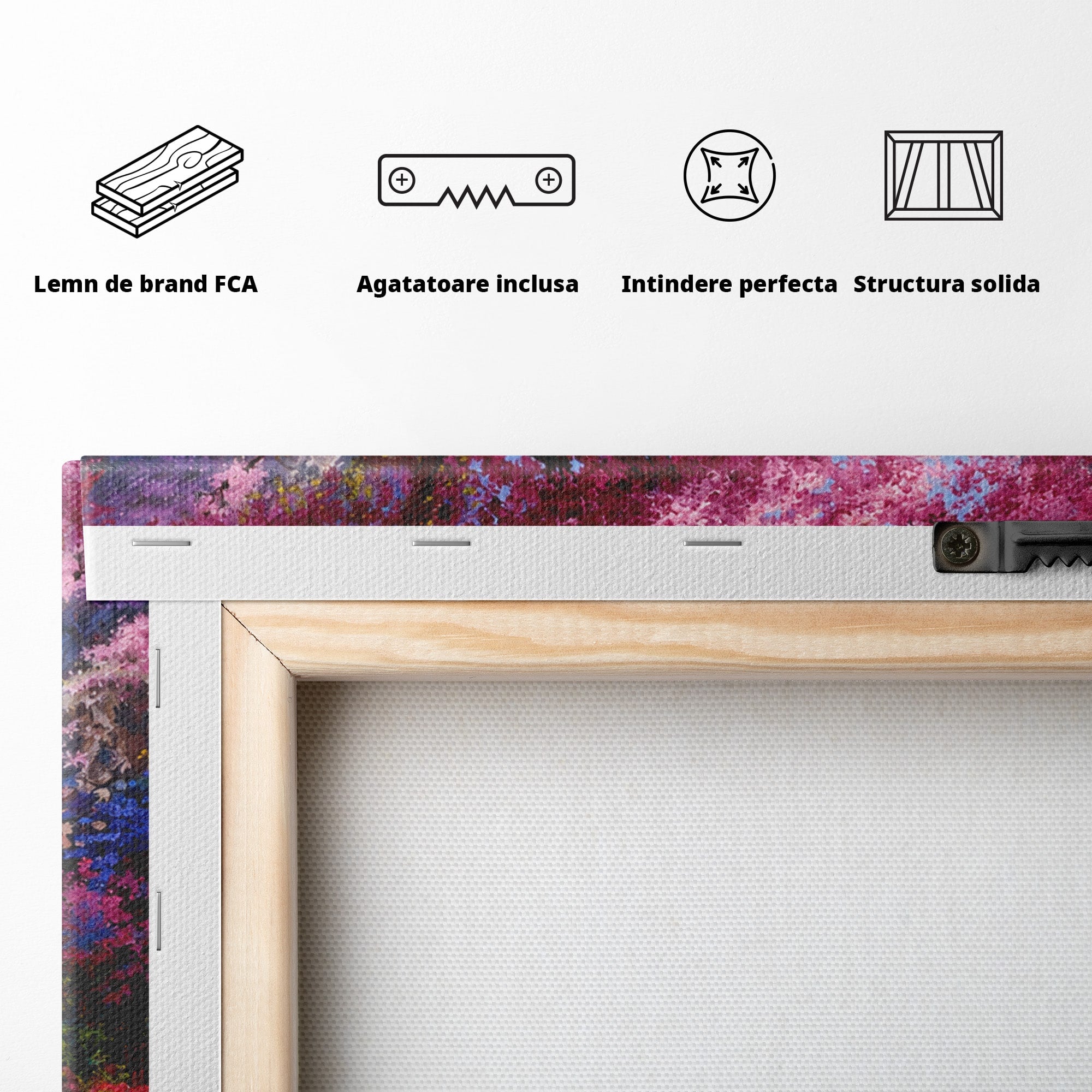 Tablou Canvas Premium LuxCanva® A1680, Cascada Sub Ciresi, Cascada, Ciresi, Natura, Peisaj, Living, Culori Vibrante