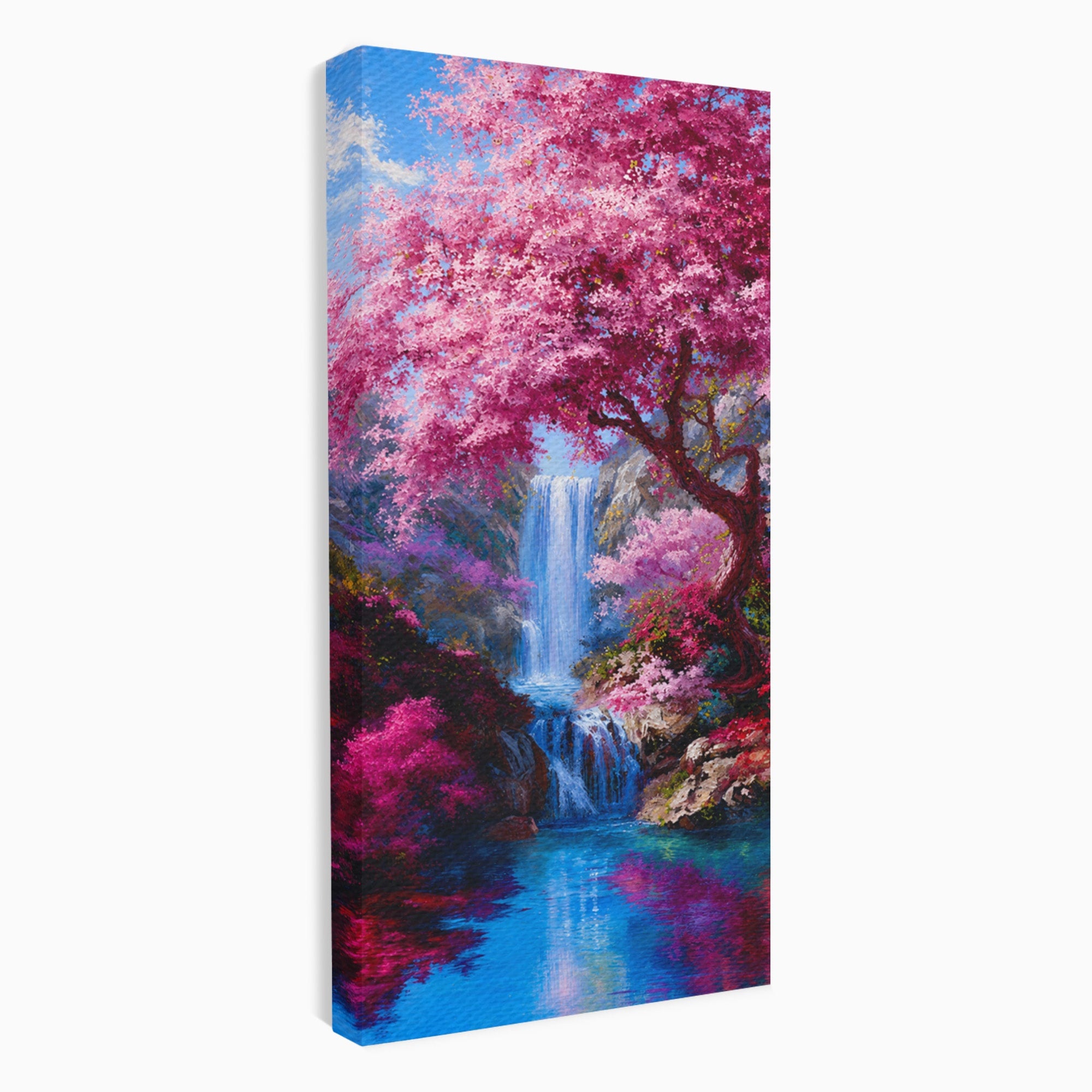 Tablou Canvas Premium LuxCanva® A1680, Cascada Sub Ciresi, Cascada, Ciresi, Natura, Peisaj, Living, Culori Vibrante
