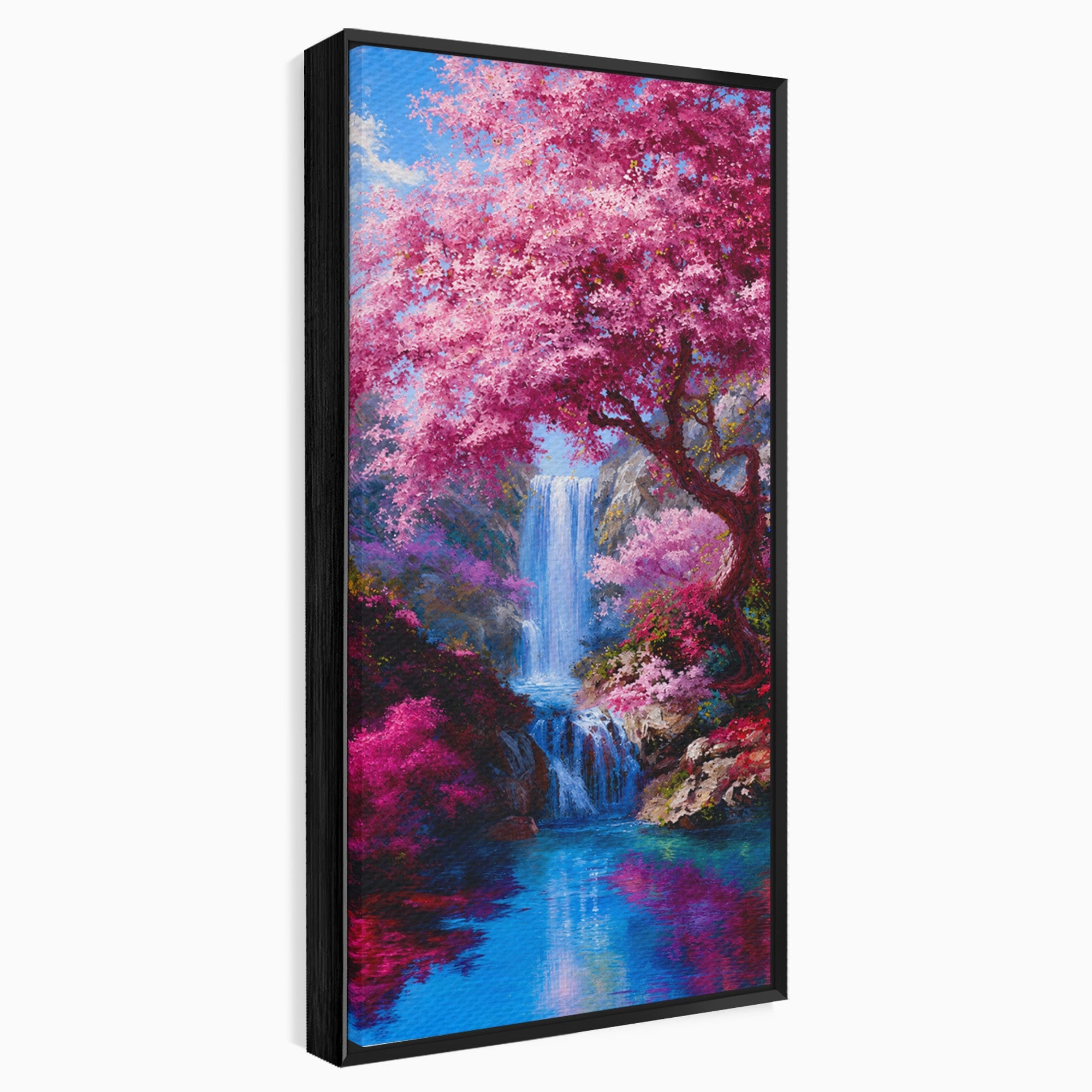 Tablou Canvas Premium LuxCanva® A1680, Cascada Sub Ciresi, Cascada, Ciresi, Natura, Peisaj, Living, Culori Vibrante