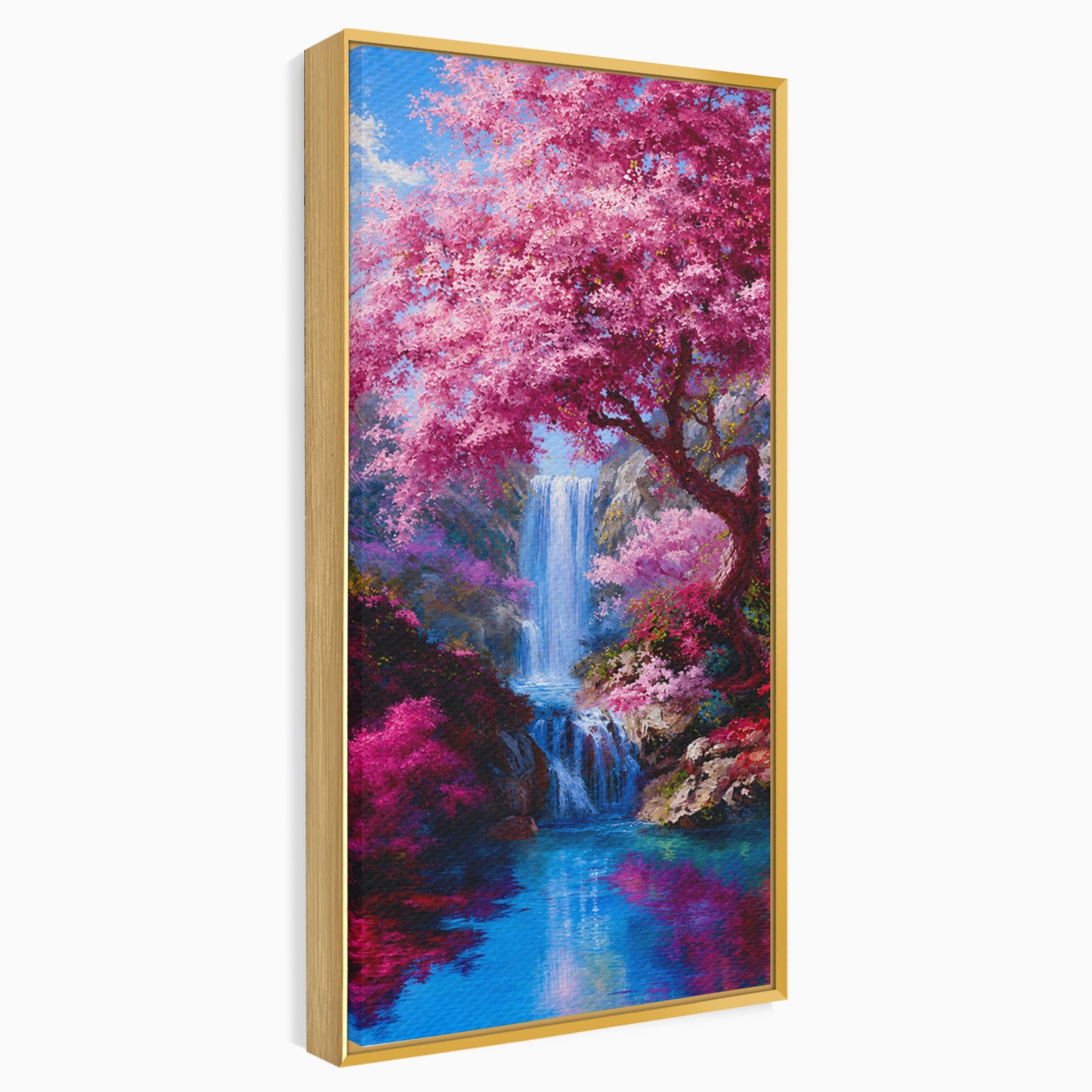 Tablou Canvas Premium LuxCanva® A1680, Cascada Sub Ciresi, Cascada, Ciresi, Natura, Peisaj, Living, Culori Vibrante