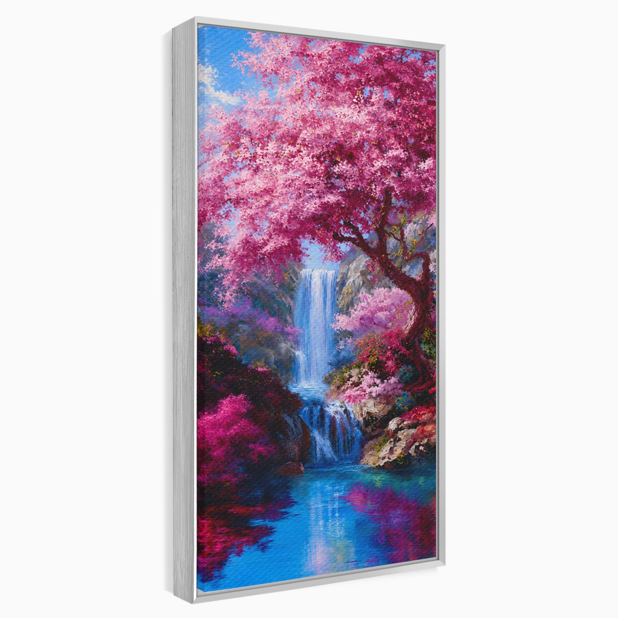 Tablou Canvas Premium LuxCanva® A1680, Cascada Sub Ciresi, Cascada, Ciresi, Natura, Peisaj, Living, Culori Vibrante