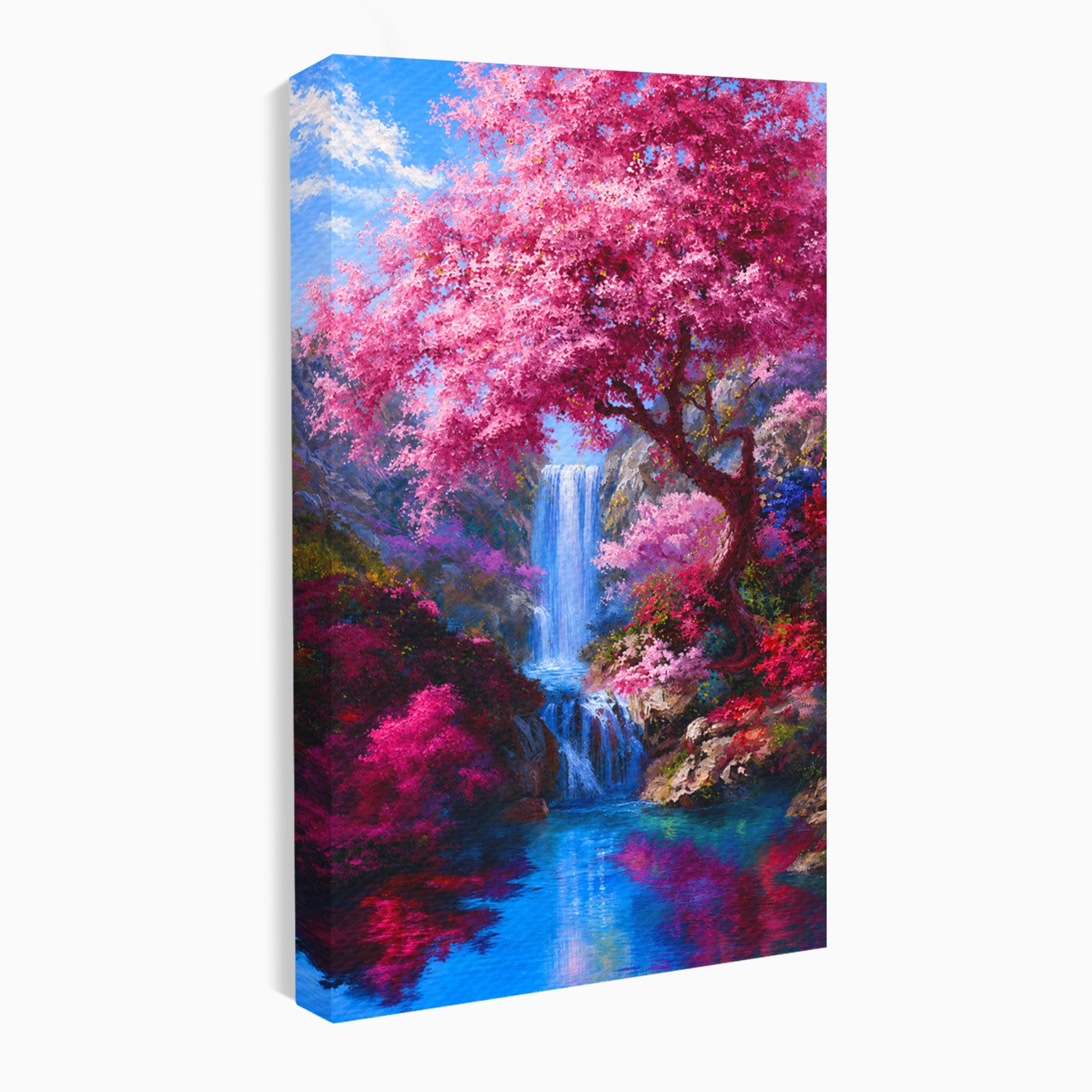 Tablou Canvas Premium LuxCanva® A1680, Cascada Sub Ciresi, Cascada, Ciresi, Natura, Peisaj, Living, Culori Vibrante