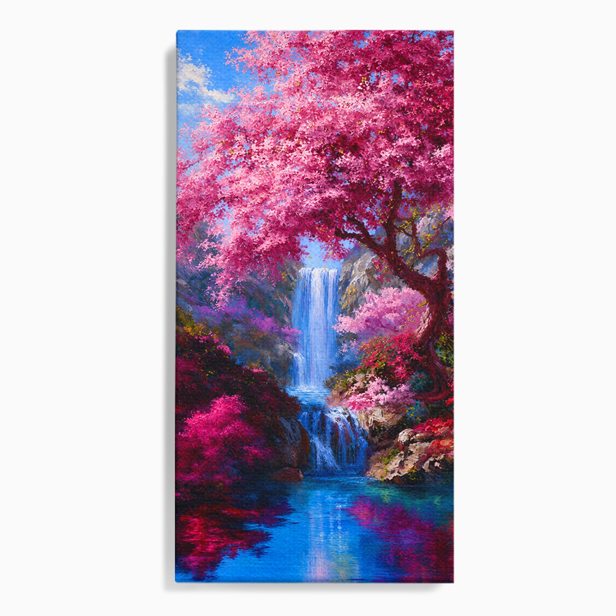 Tablou Canvas Premium LuxCanva® A1680, Cascada Sub Ciresi, Cascada, Ciresi, Natura, Peisaj, Living, Culori Vibrante