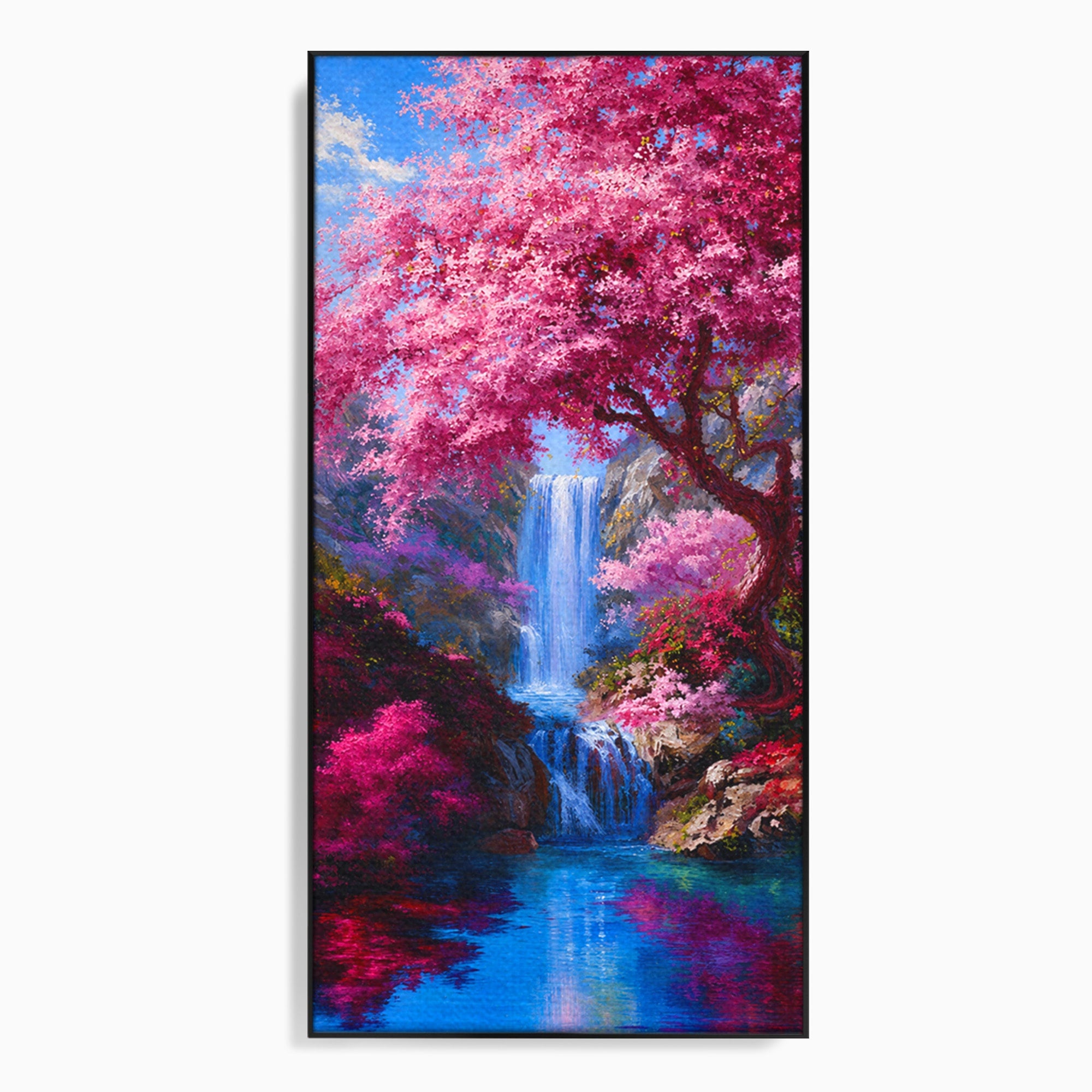 Tablou Canvas Premium LuxCanva® A1680, Cascada Sub Ciresi, Cascada, Ciresi, Natura, Peisaj, Living, Culori Vibrante