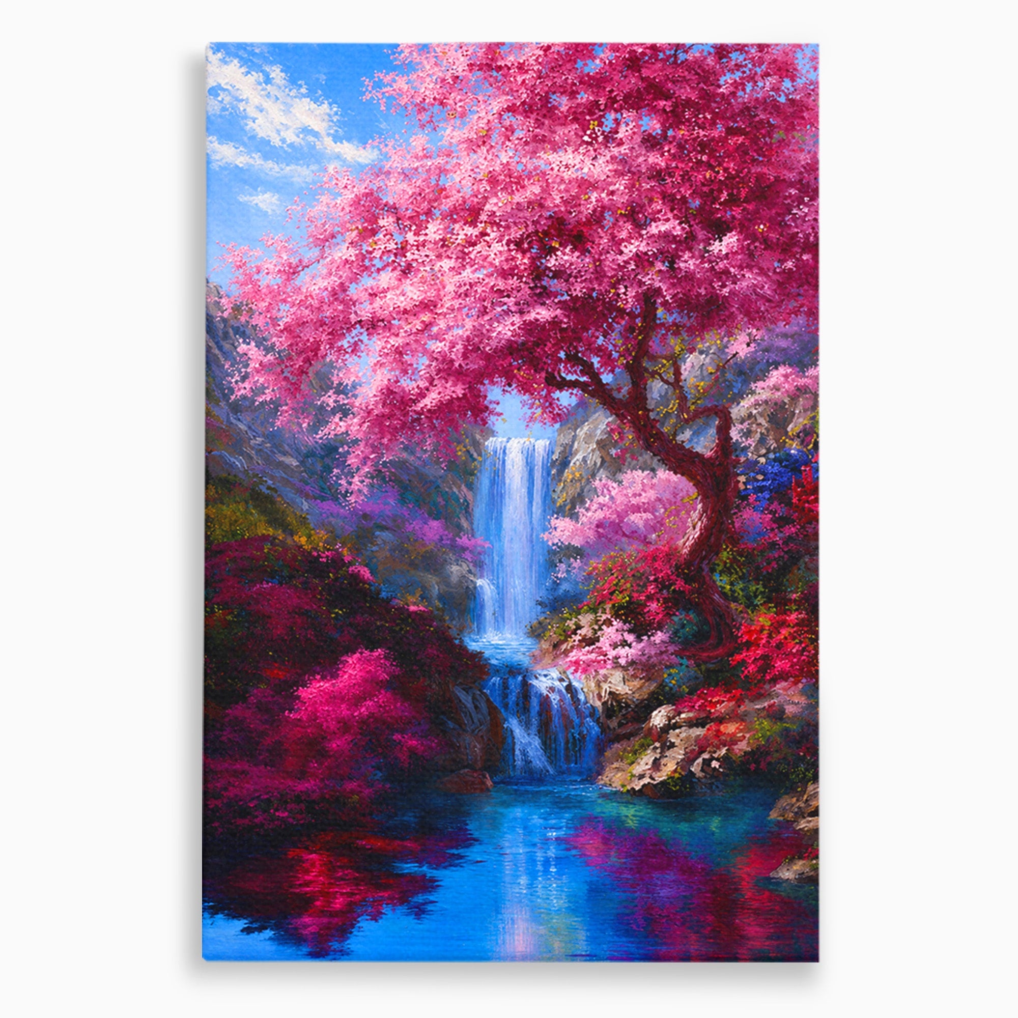 Tablou Canvas Premium LuxCanva® A1680, Cascada Sub Ciresi, Cascada, Ciresi, Natura, Peisaj, Living, Culori Vibrante
