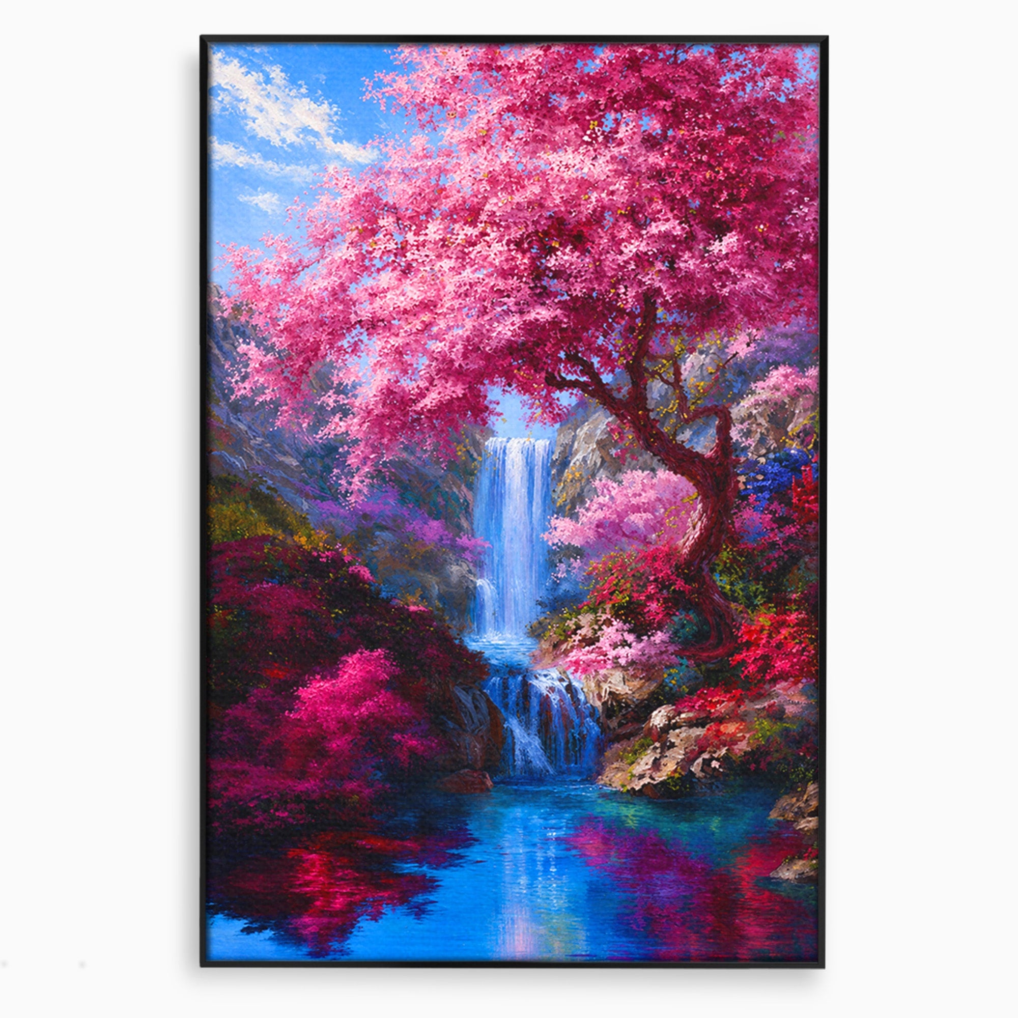 Tablou Canvas Premium LuxCanva® A1680, Cascada Sub Ciresi, Cascada, Ciresi, Natura, Peisaj, Living, Culori Vibrante