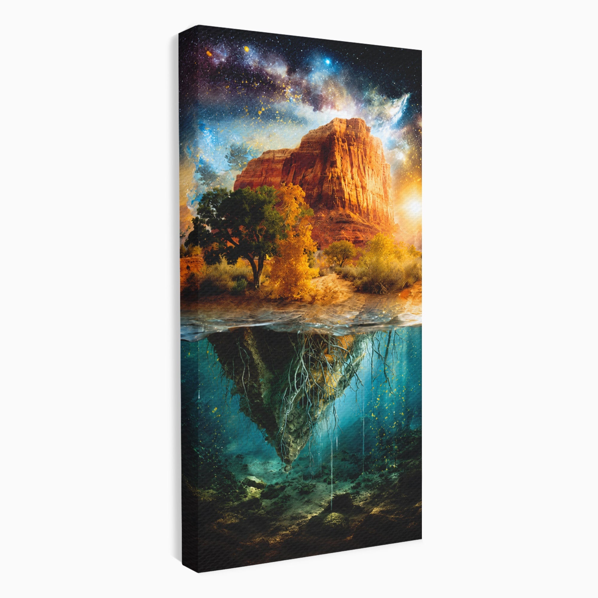 Tablou Canvas Premium LuxCanva® A1681, Muntele Cosmic, Munte, Univers, Peisaj, Fantezie, Living, Culori Vibrante
