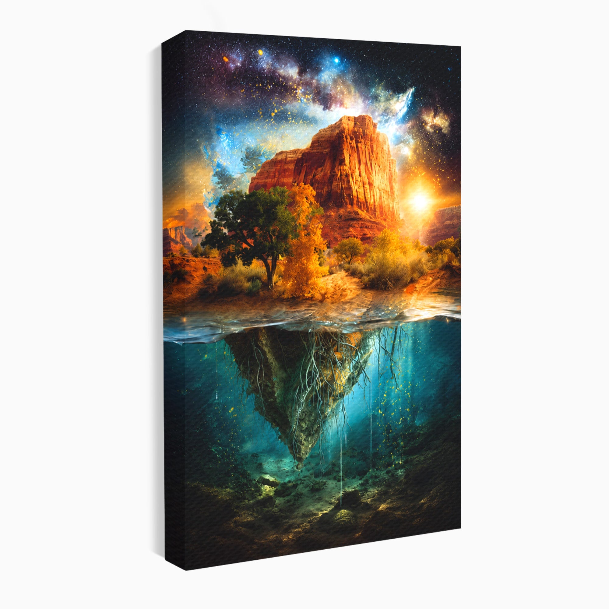 Tablou Canvas Premium LuxCanva® A1681, Muntele Cosmic, Munte, Univers, Peisaj, Fantezie, Living, Culori Vibrante