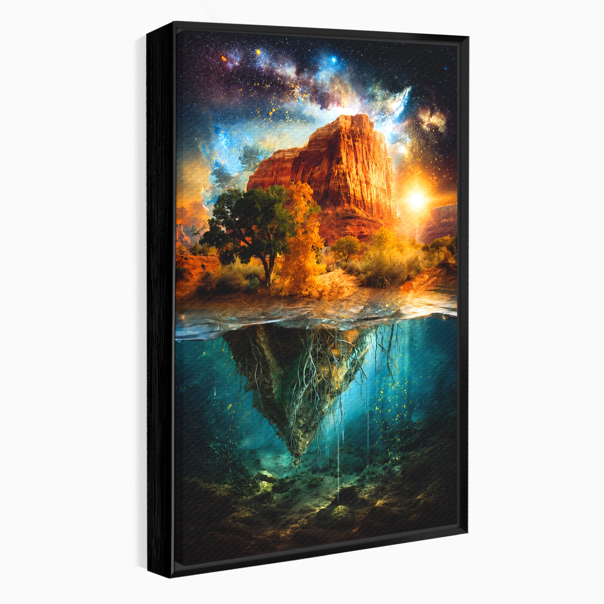 Tablou Canvas Premium LuxCanva® A1681, Muntele Cosmic, Munte, Univers, Peisaj, Fantezie, Living, Culori Vibrante