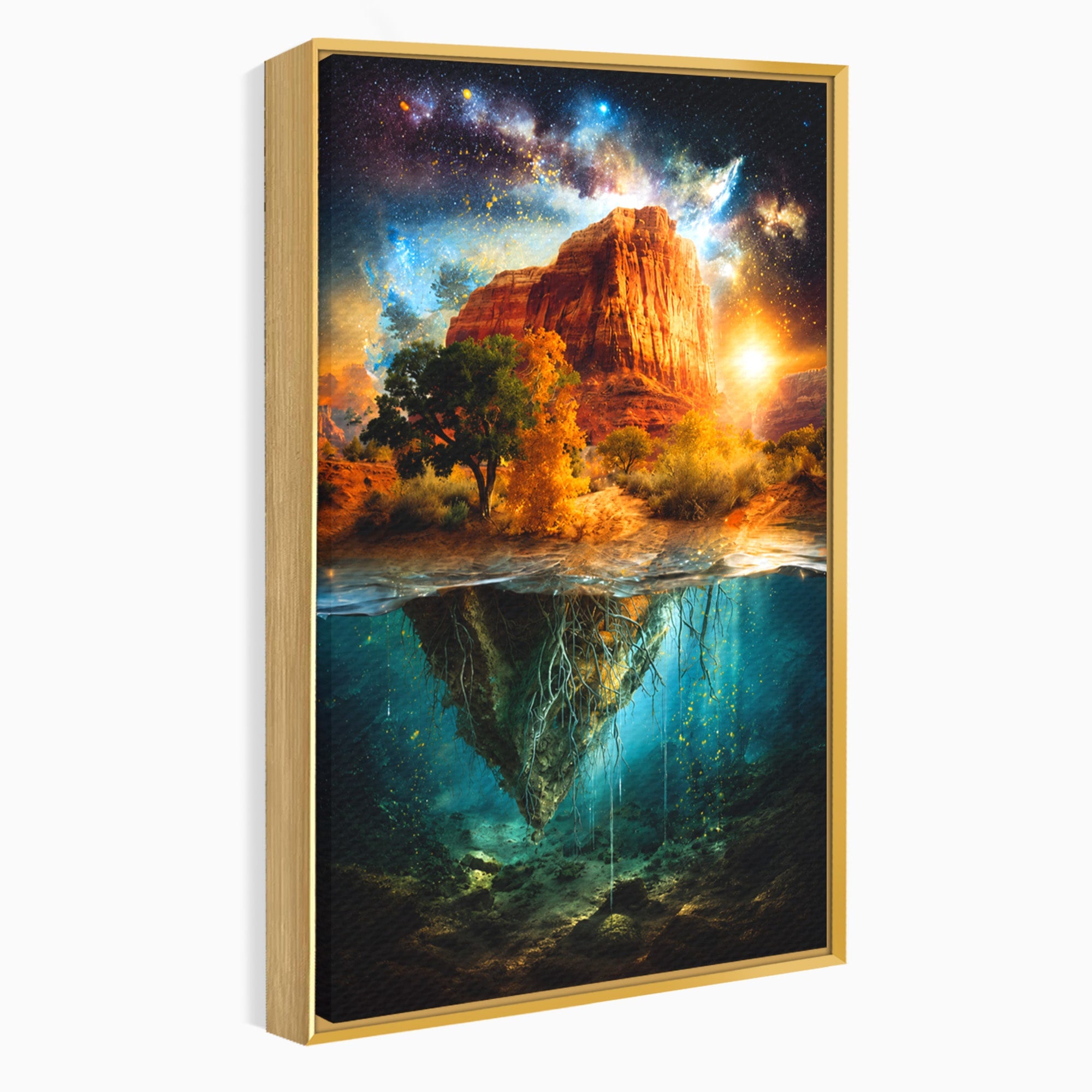 Tablou Canvas Premium LuxCanva® A1681, Muntele Cosmic, Munte, Univers, Peisaj, Fantezie, Living, Culori Vibrante