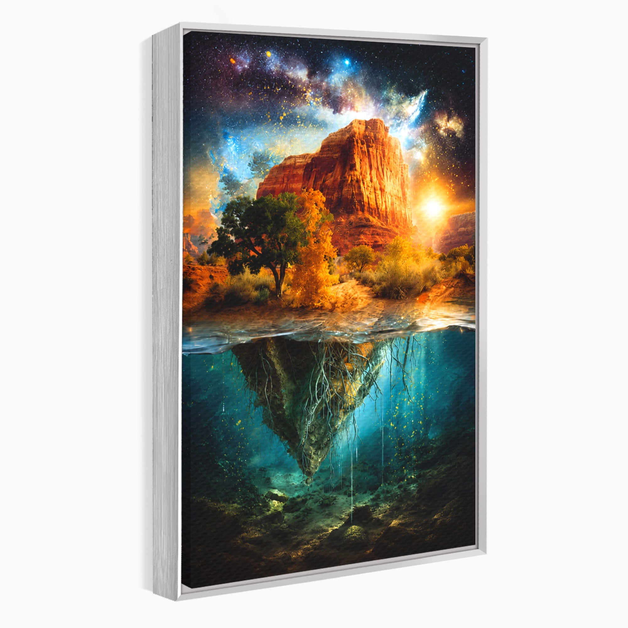 Tablou Canvas Premium LuxCanva® A1681, Muntele Cosmic, Munte, Univers, Peisaj, Fantezie, Living, Culori Vibrante