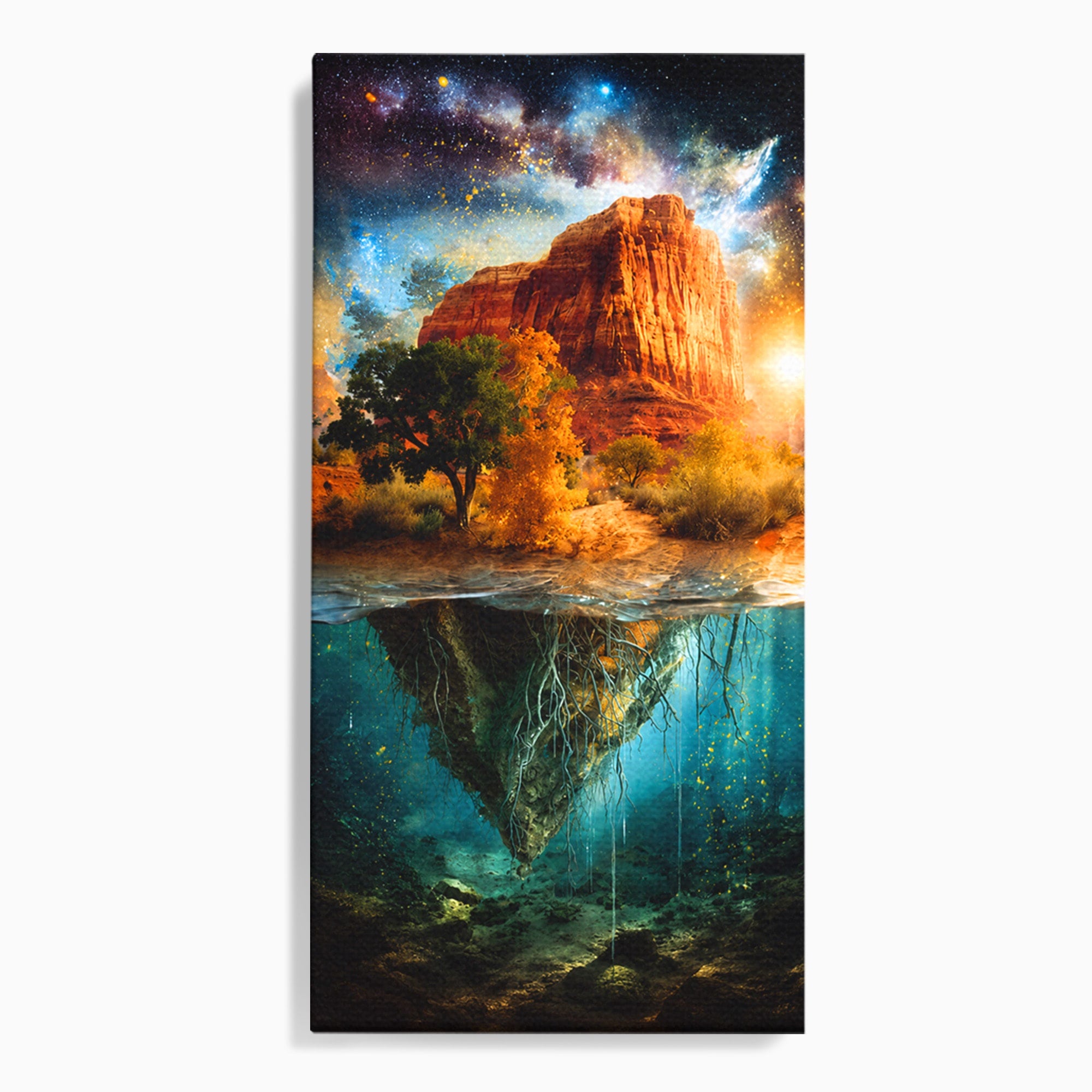 Tablou Canvas Premium LuxCanva® A1681, Muntele Cosmic, Munte, Univers, Peisaj, Fantezie, Living, Culori Vibrante