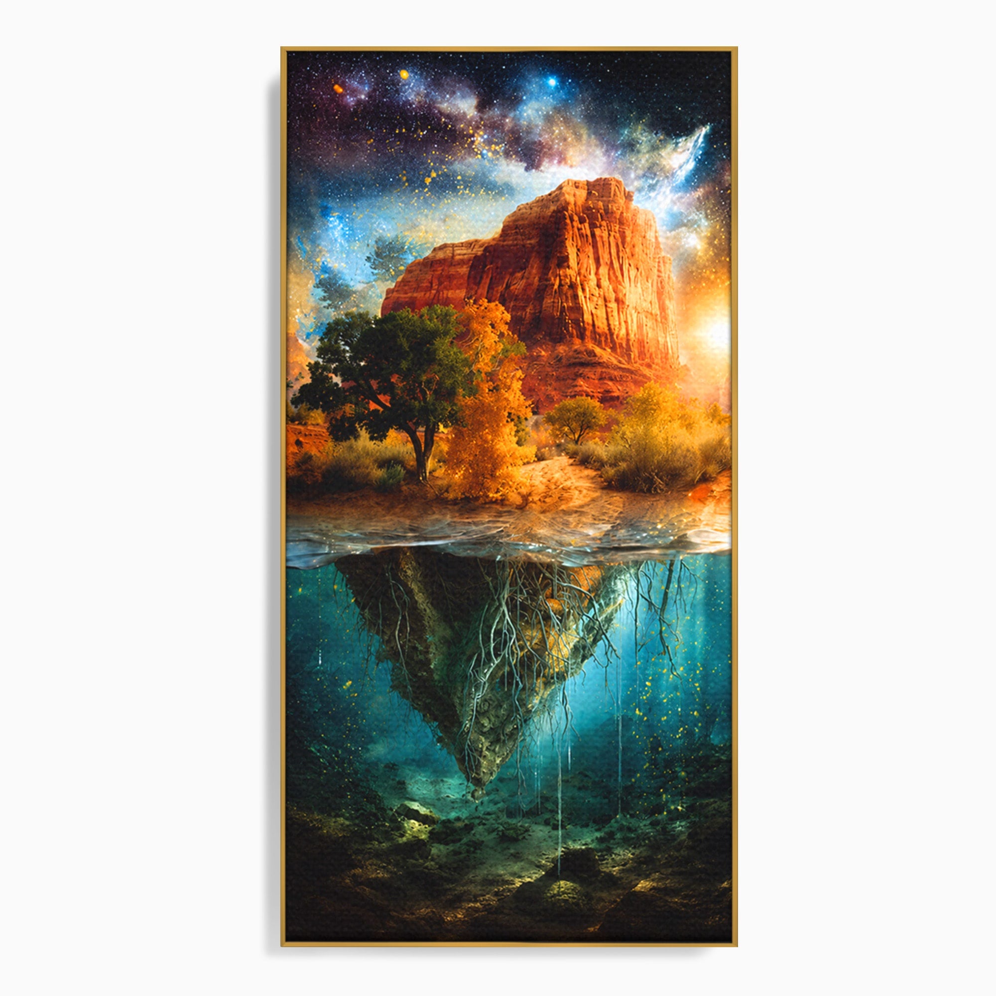 Tablou Canvas Premium LuxCanva® A1681, Muntele Cosmic, Munte, Univers, Peisaj, Fantezie, Living, Culori Vibrante