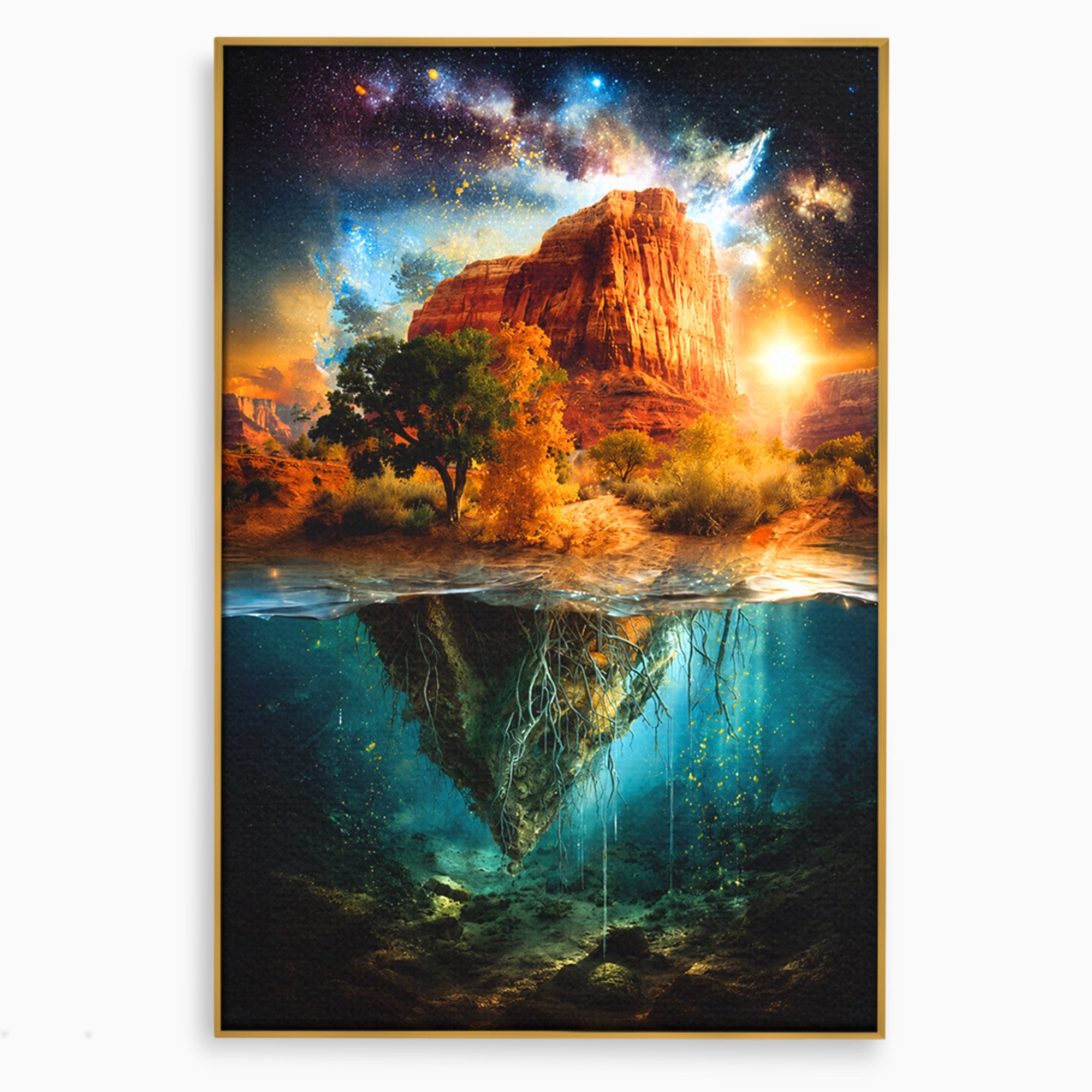Tablou Canvas Premium LuxCanva® A1681, Muntele Cosmic, Munte, Univers, Peisaj, Fantezie, Living, Culori Vibrante