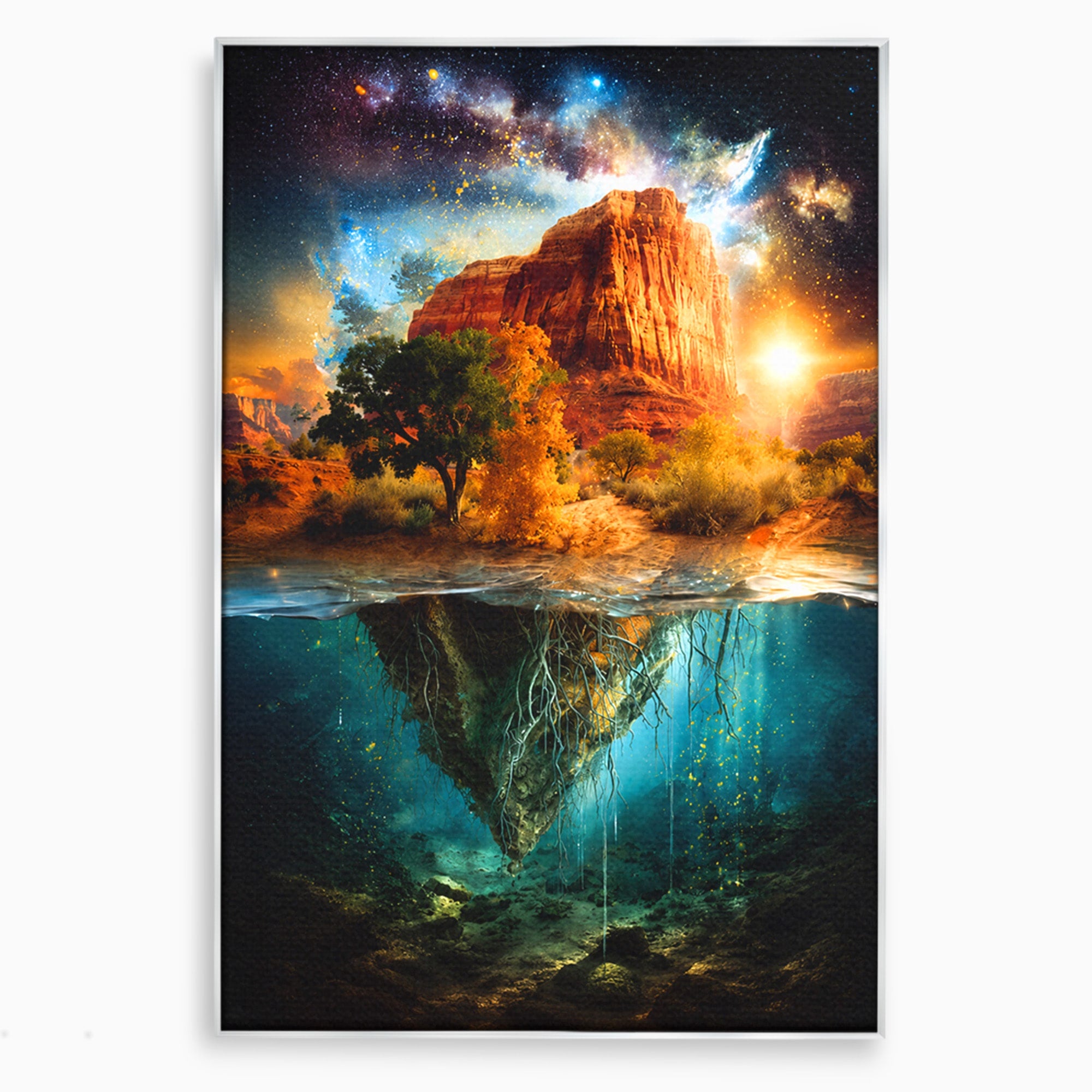 Tablou Canvas Premium LuxCanva® A1681, Muntele Cosmic, Munte, Univers, Peisaj, Fantezie, Living, Culori Vibrante