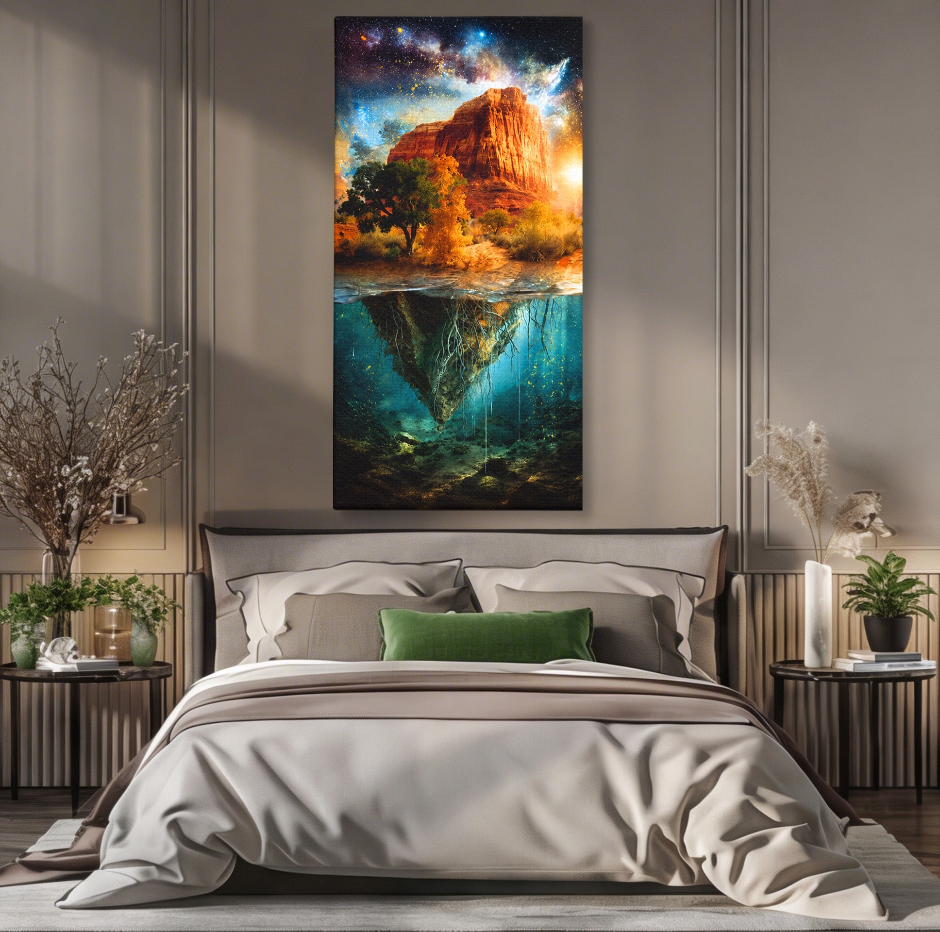 Tablou Canvas Premium LuxCanva® A1681, Muntele Cosmic, Munte, Univers, Peisaj, Fantezie, Living, Culori Vibrante