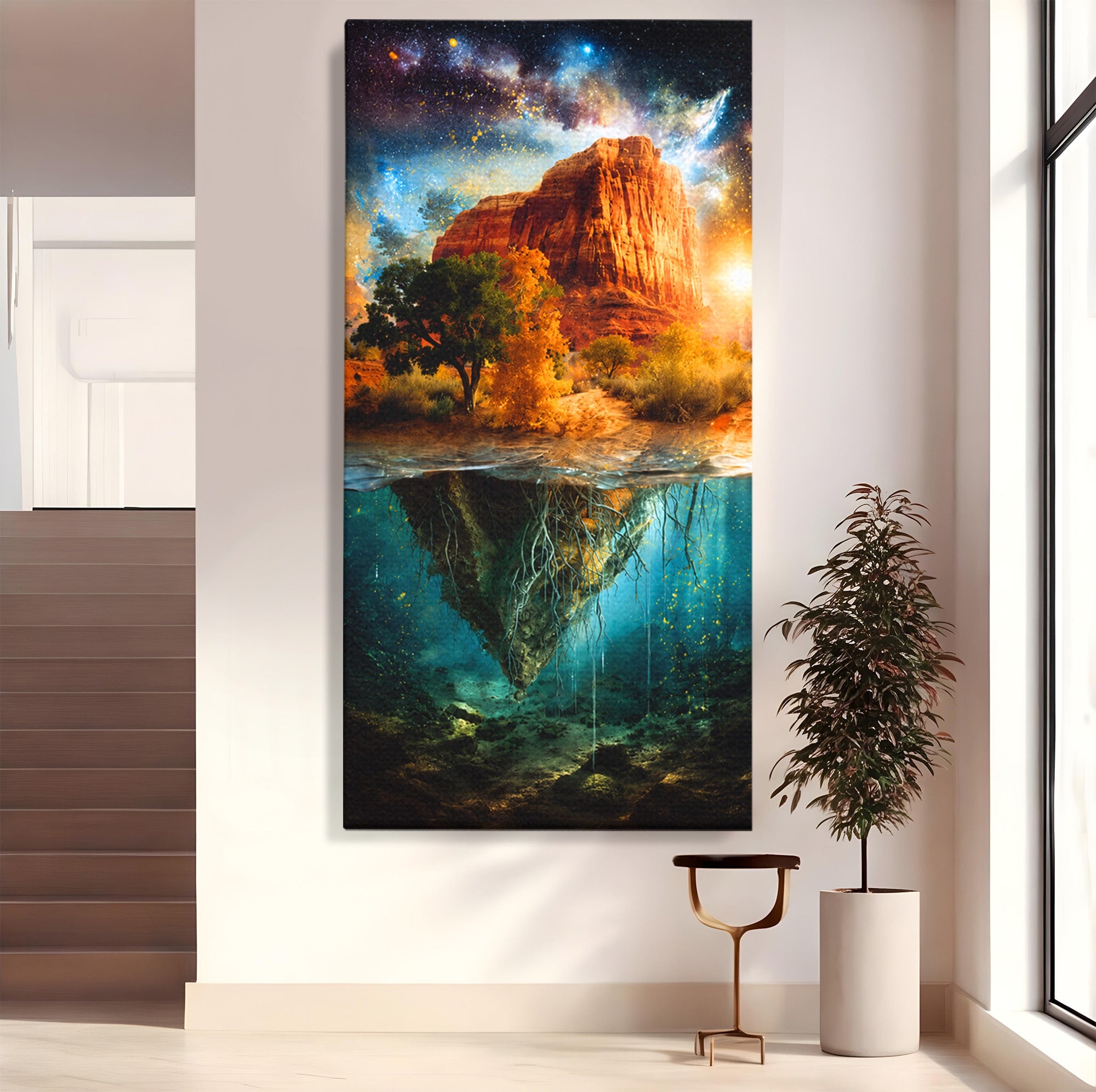 Tablou Canvas Premium LuxCanva® A1681, Muntele Cosmic, Munte, Univers, Peisaj, Fantezie, Living, Culori Vibrante