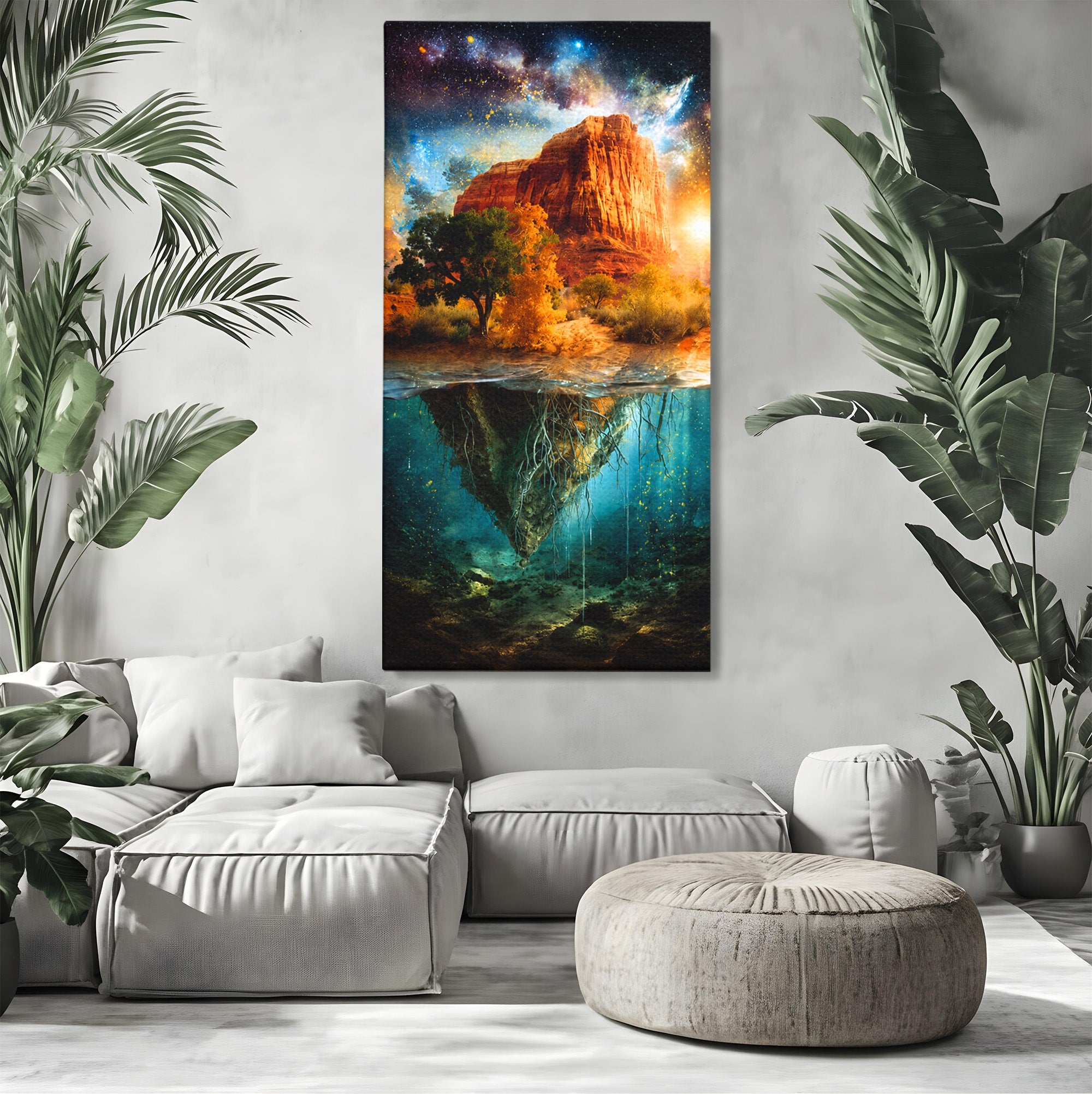 Tablou Canvas Premium LuxCanva® A1681, Muntele Cosmic, Munte, Univers, Peisaj, Fantezie, Living, Culori Vibrante