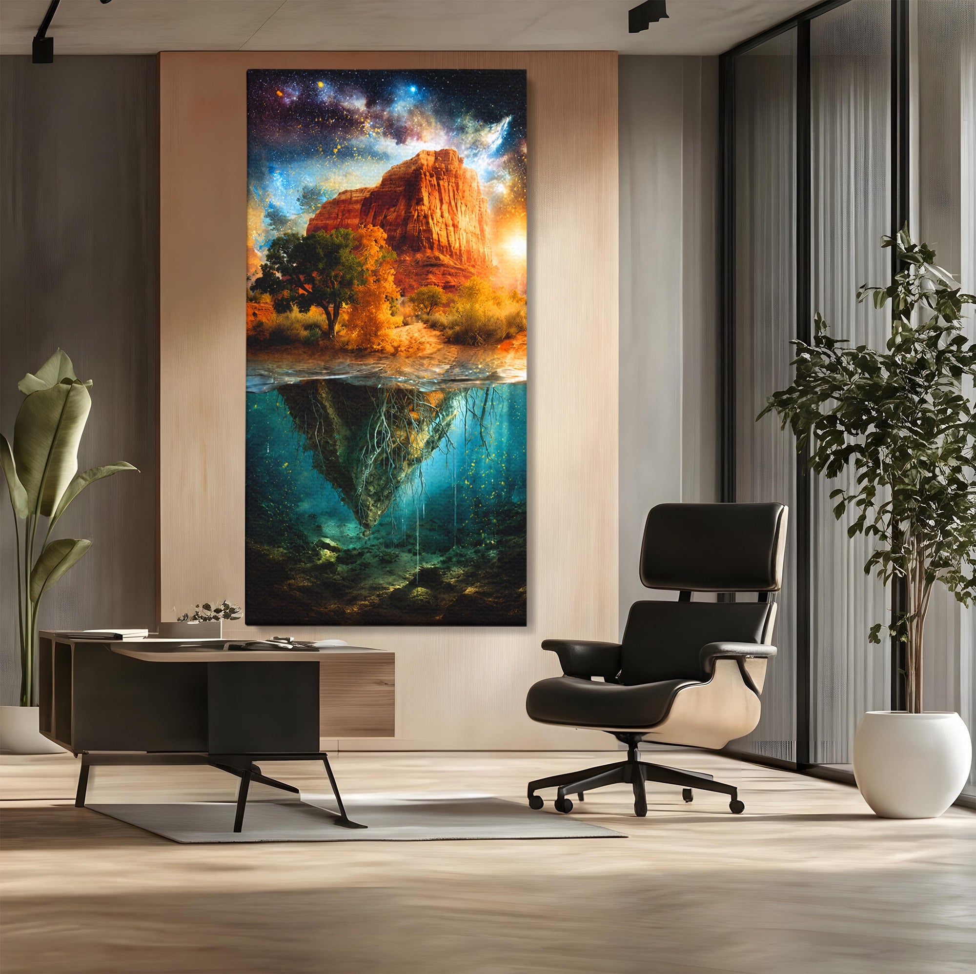 Tablou Canvas Premium LuxCanva® A1681, Muntele Cosmic, Munte, Univers, Peisaj, Fantezie, Living, Culori Vibrante