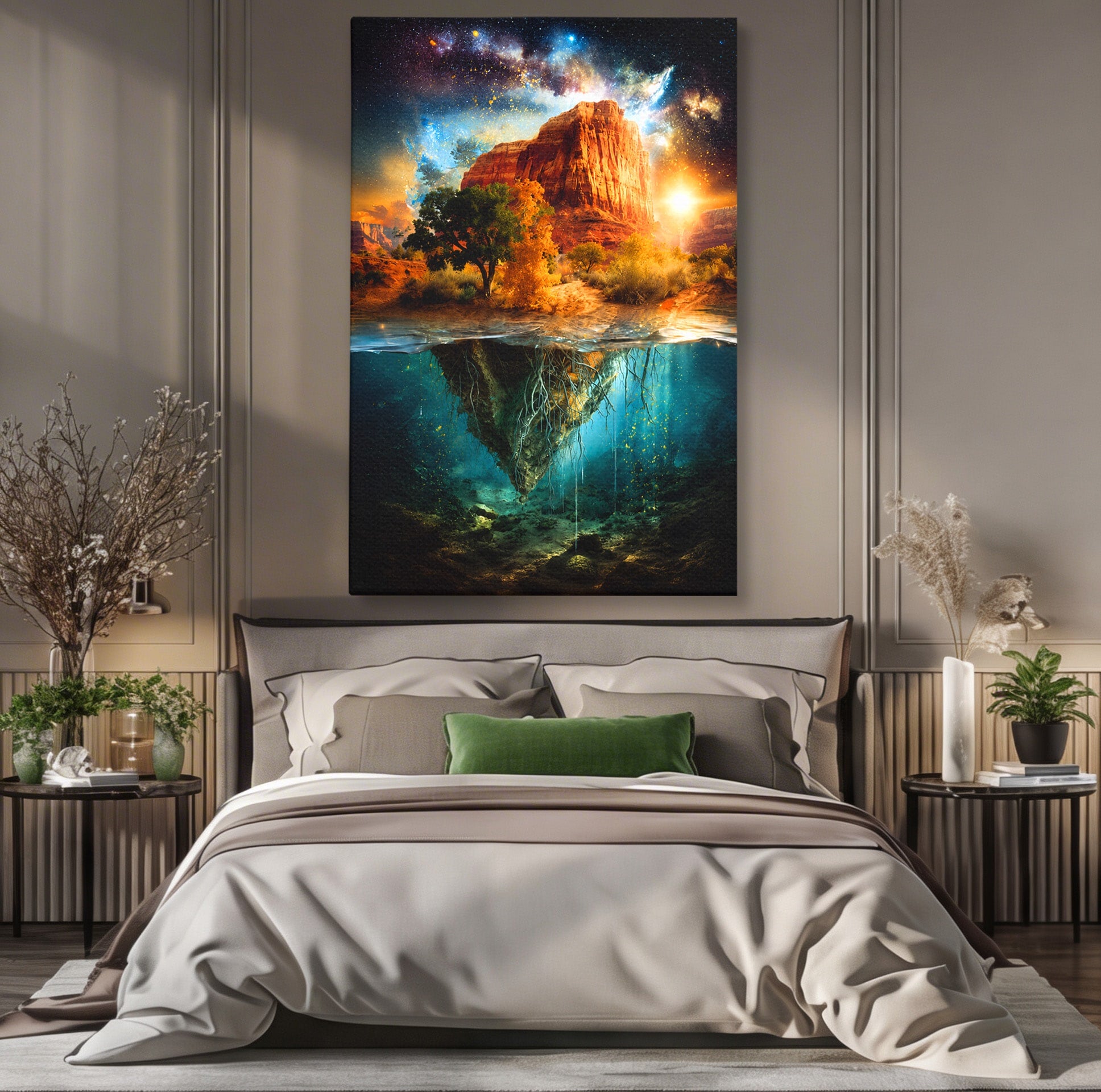 Tablou Canvas Premium LuxCanva® A1681, Muntele Cosmic, Munte, Univers, Peisaj, Fantezie, Living, Culori Vibrante