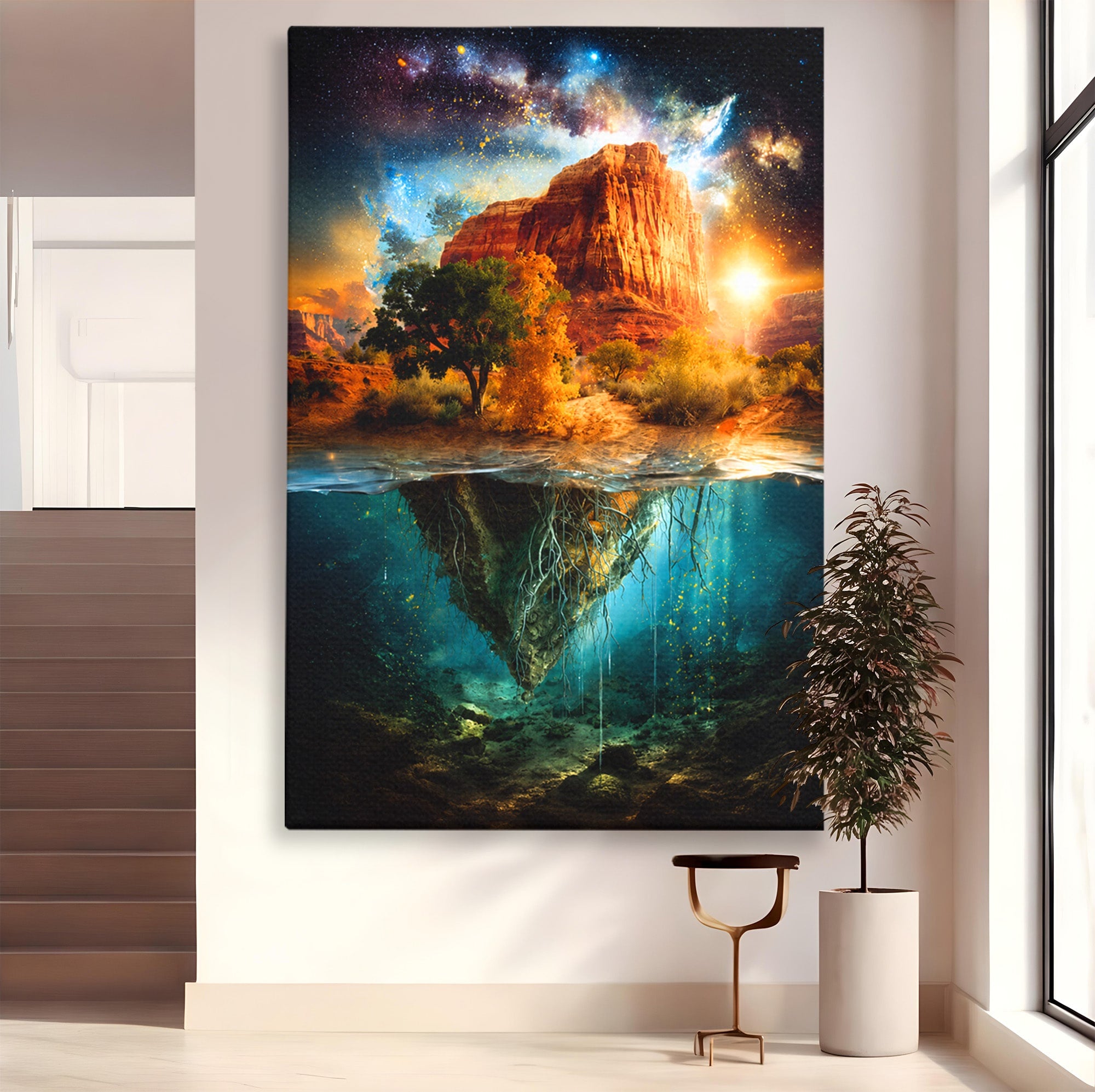 Tablou Canvas Premium LuxCanva® A1681, Muntele Cosmic, Munte, Univers, Peisaj, Fantezie, Living, Culori Vibrante