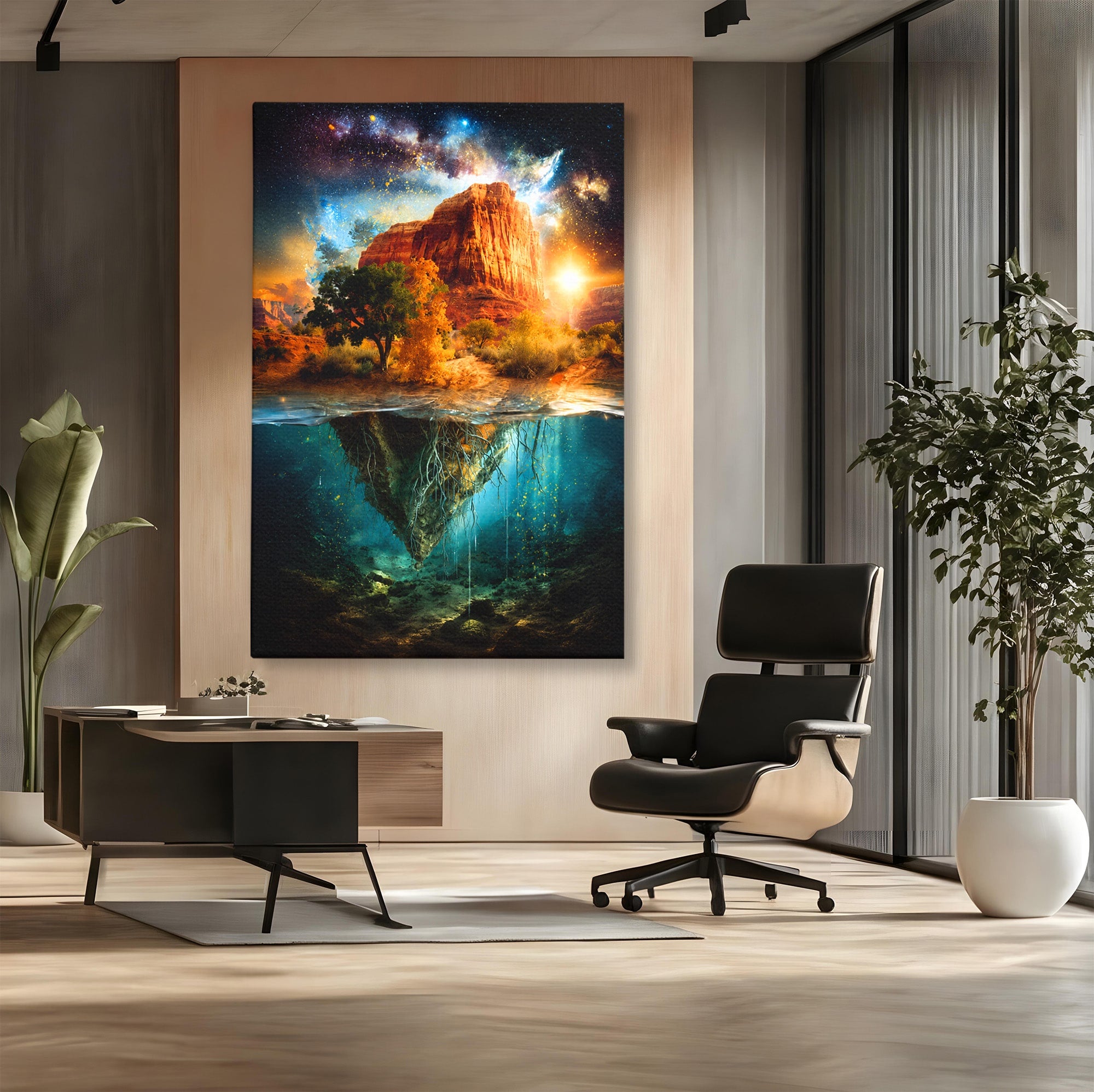 Tablou Canvas Premium LuxCanva® A1681, Muntele Cosmic, Munte, Univers, Peisaj, Fantezie, Living, Culori Vibrante