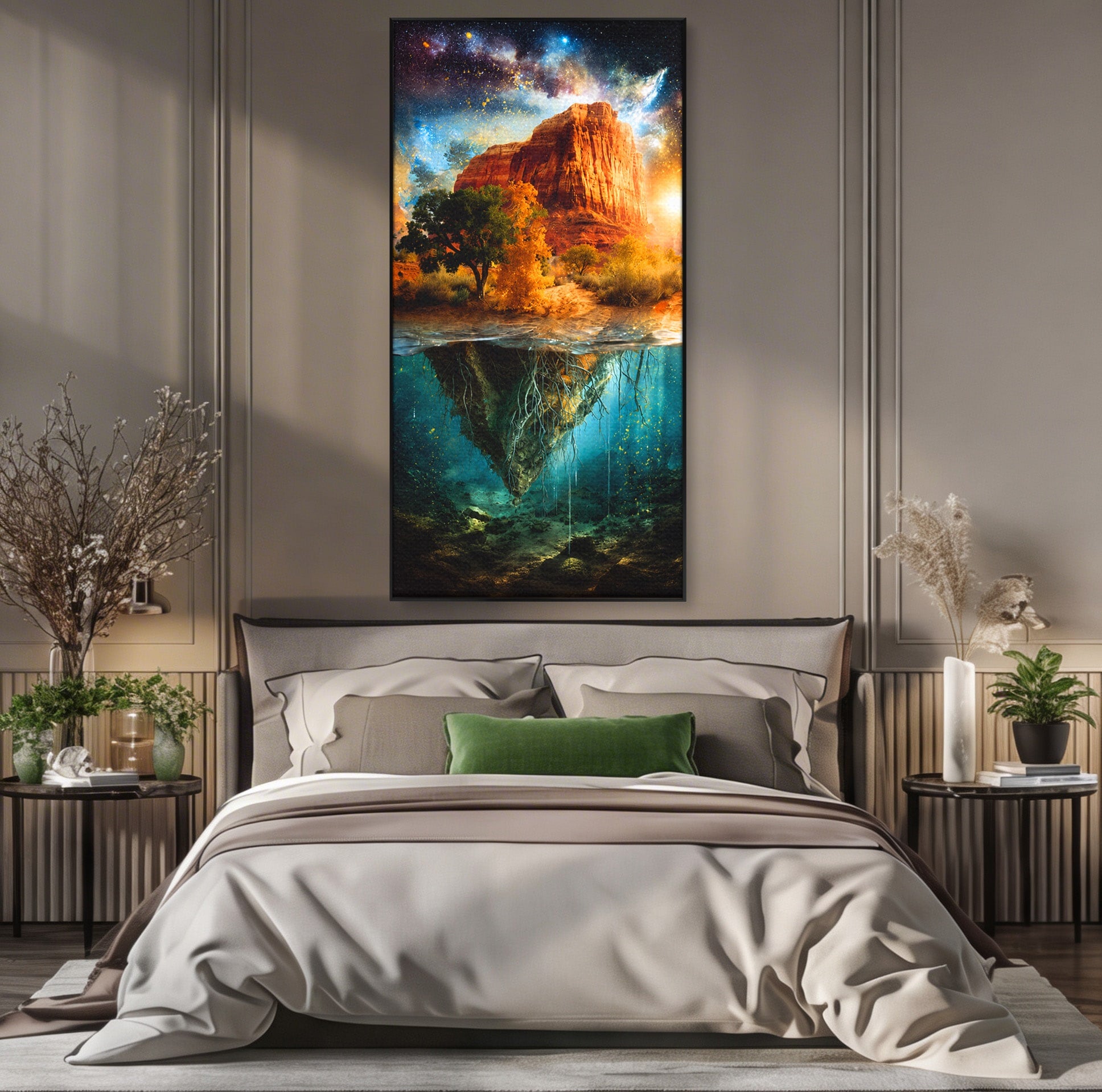 Tablou Canvas Premium LuxCanva® A1681, Muntele Cosmic, Munte, Univers, Peisaj, Fantezie, Living, Culori Vibrante