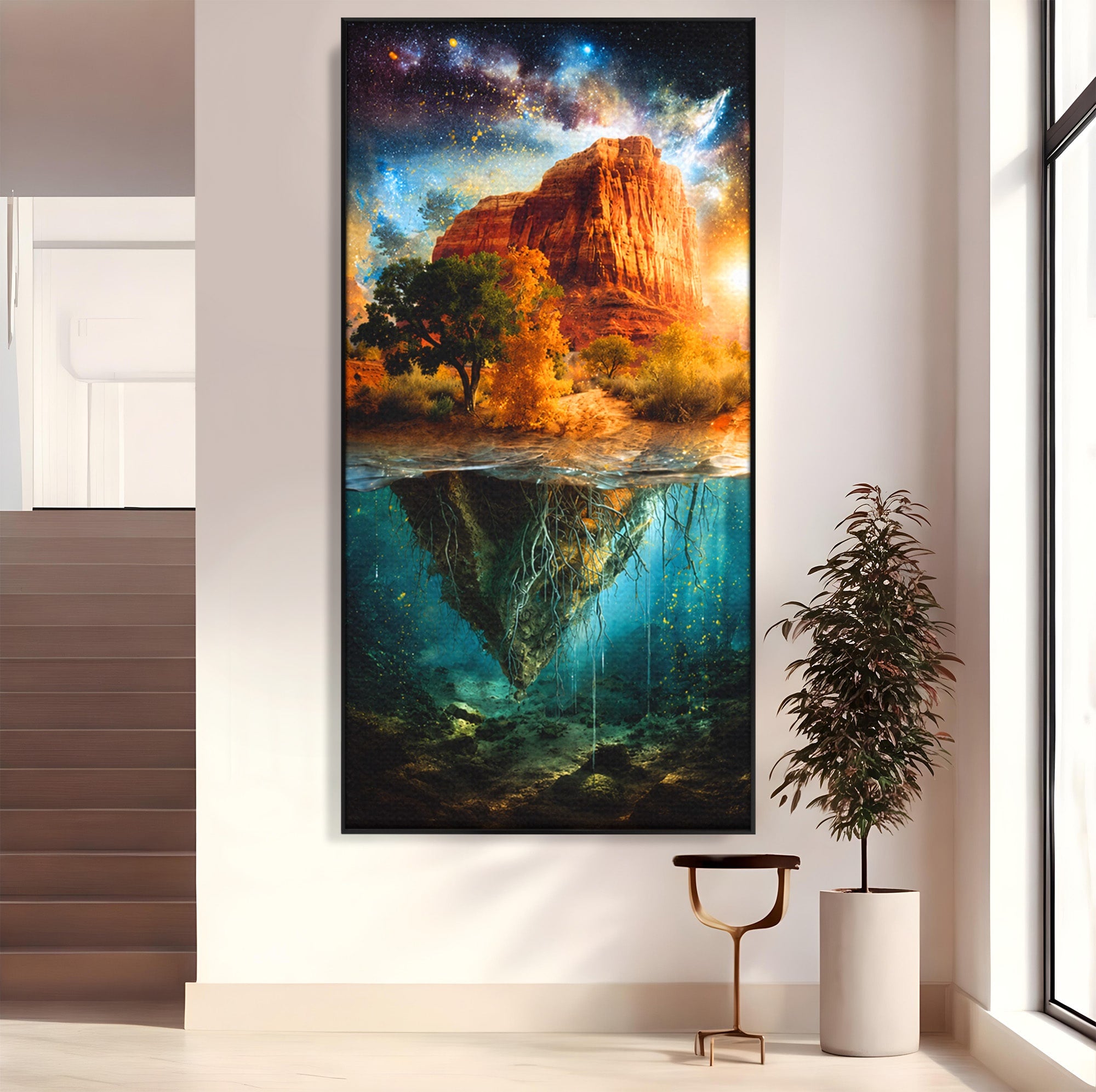 Tablou Canvas Premium LuxCanva® A1681, Muntele Cosmic, Munte, Univers, Peisaj, Fantezie, Living, Culori Vibrante