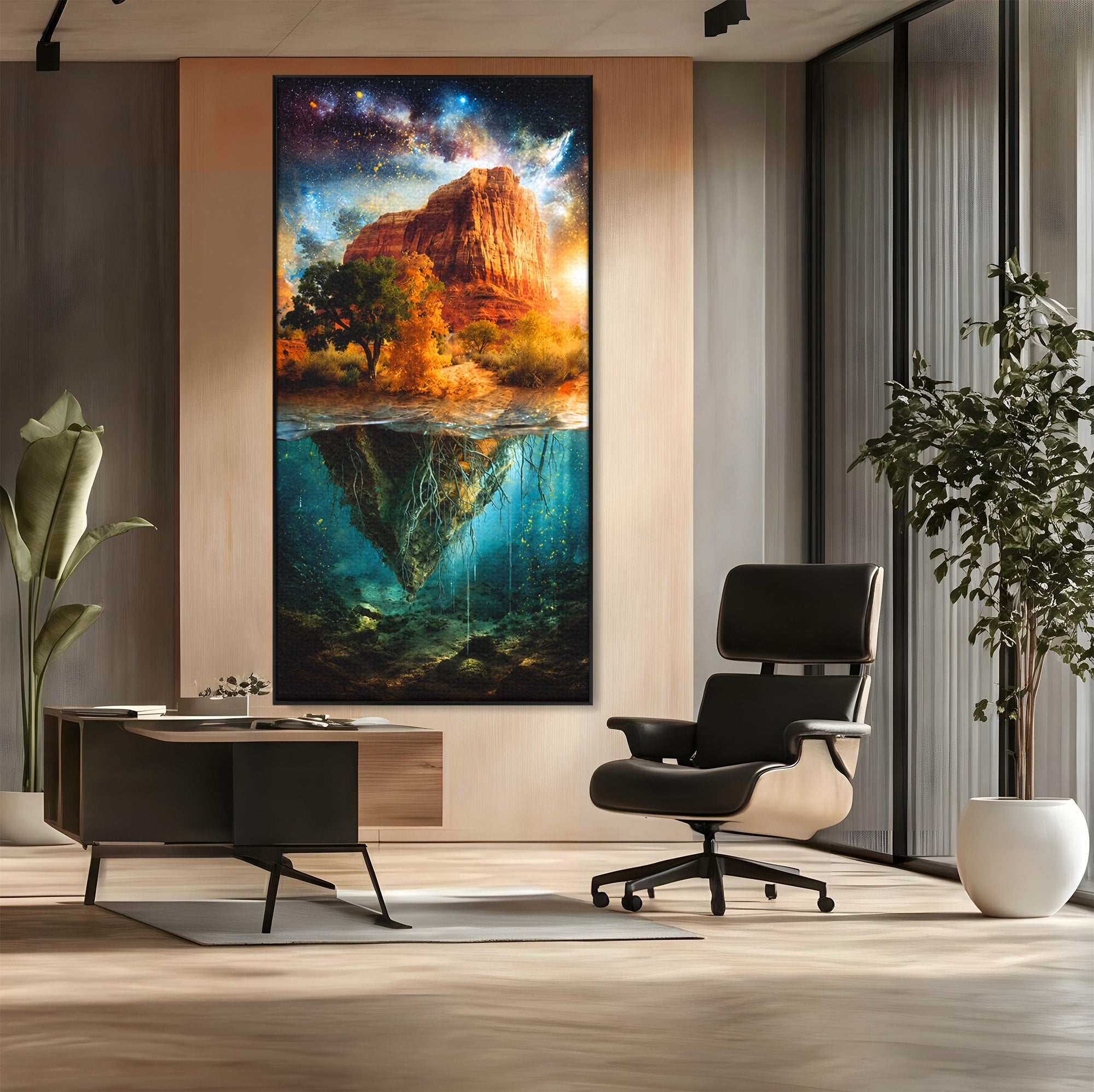 Tablou Canvas Premium LuxCanva® A1681, Muntele Cosmic, Munte, Univers, Peisaj, Fantezie, Living, Culori Vibrante