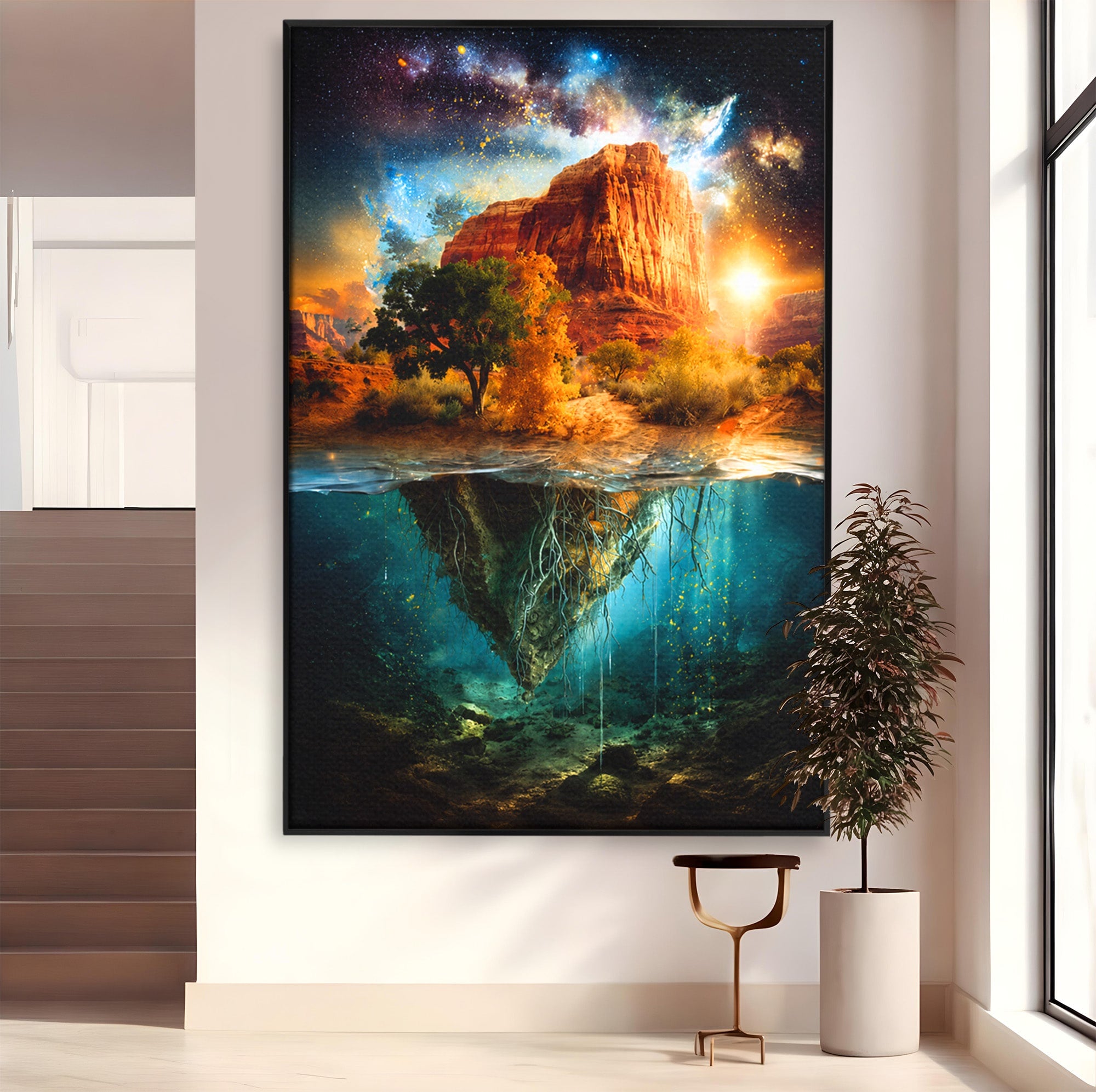 Tablou Canvas Premium LuxCanva® A1681, Muntele Cosmic, Munte, Univers, Peisaj, Fantezie, Living, Culori Vibrante
