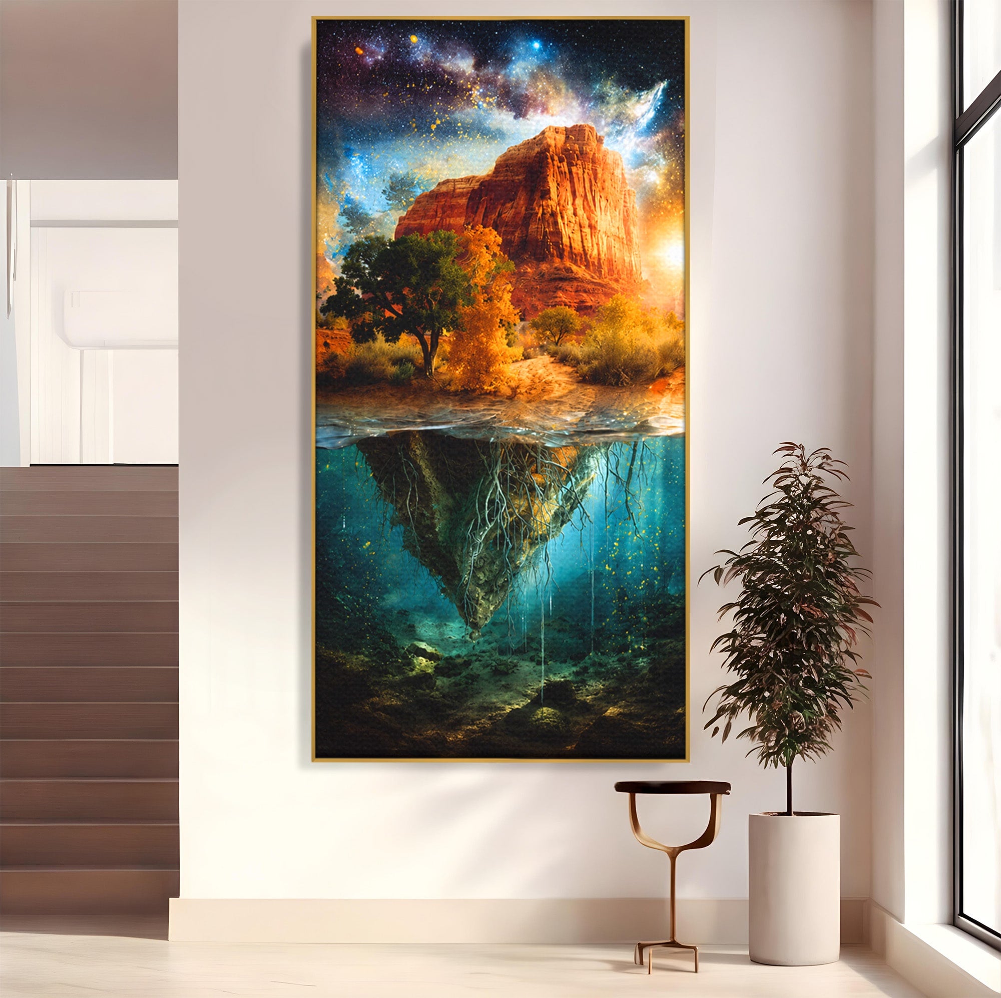 Tablou Canvas Premium LuxCanva® A1681, Muntele Cosmic, Munte, Univers, Peisaj, Fantezie, Living, Culori Vibrante