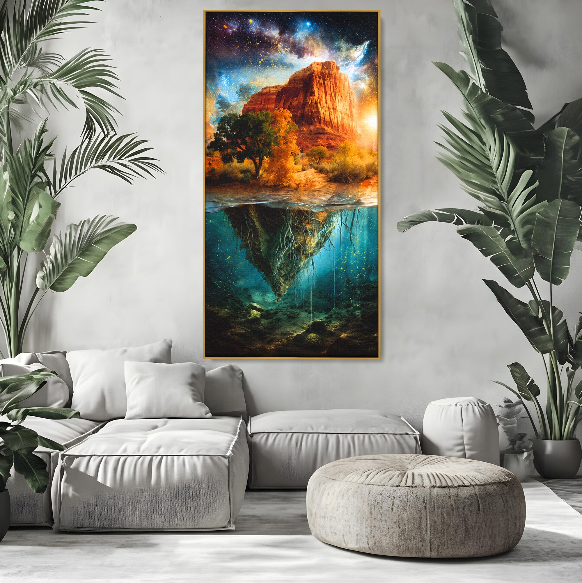 Tablou Canvas Premium LuxCanva® A1681, Muntele Cosmic, Munte, Univers, Peisaj, Fantezie, Living, Culori Vibrante