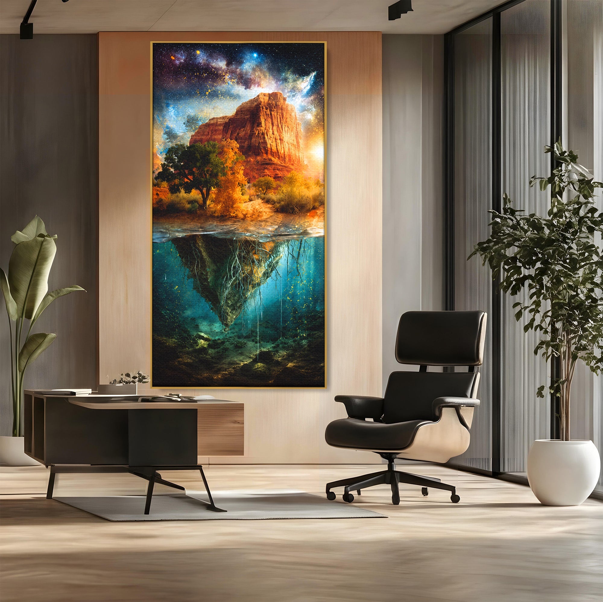 Tablou Canvas Premium LuxCanva® A1681, Muntele Cosmic, Munte, Univers, Peisaj, Fantezie, Living, Culori Vibrante
