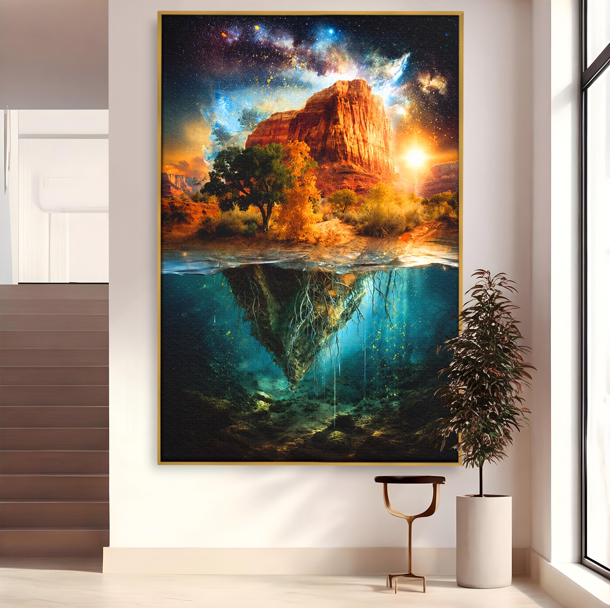 Tablou Canvas Premium LuxCanva® A1681, Muntele Cosmic, Munte, Univers, Peisaj, Fantezie, Living, Culori Vibrante