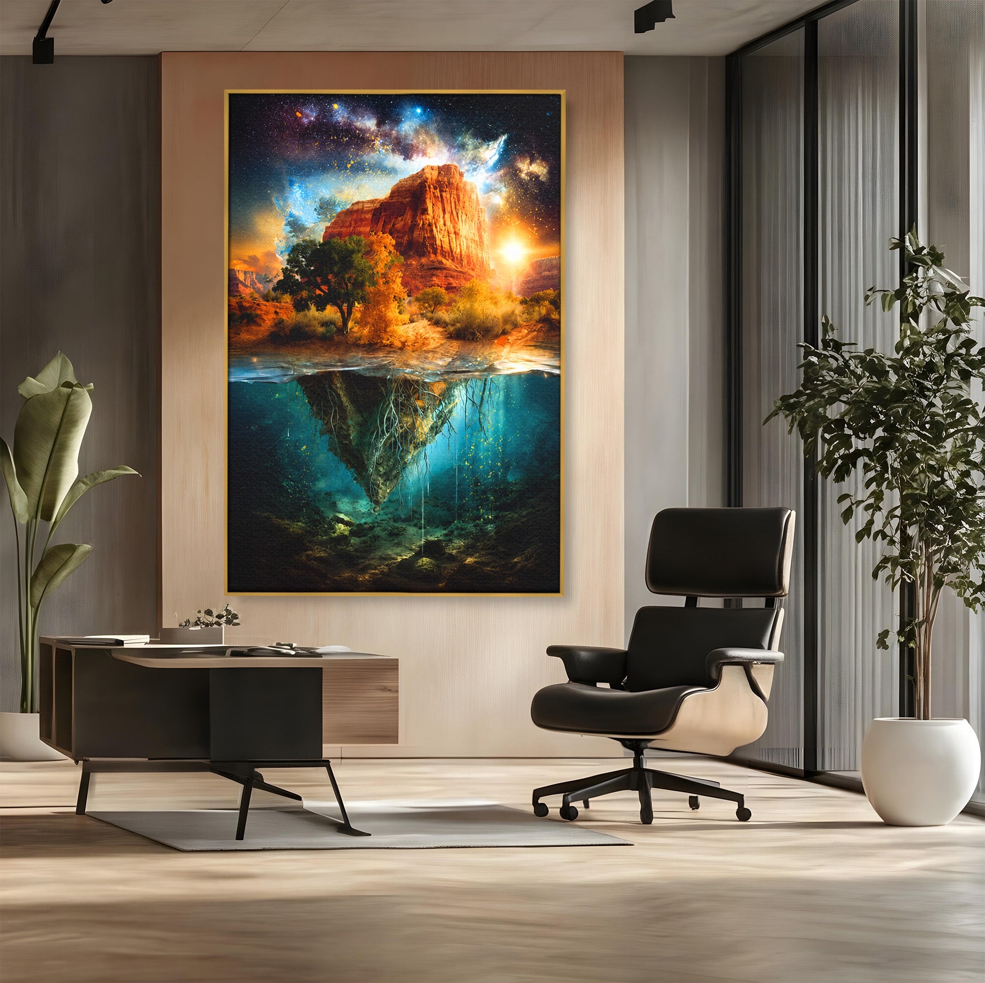 Tablou Canvas Premium LuxCanva® A1681, Muntele Cosmic, Munte, Univers, Peisaj, Fantezie, Living, Culori Vibrante