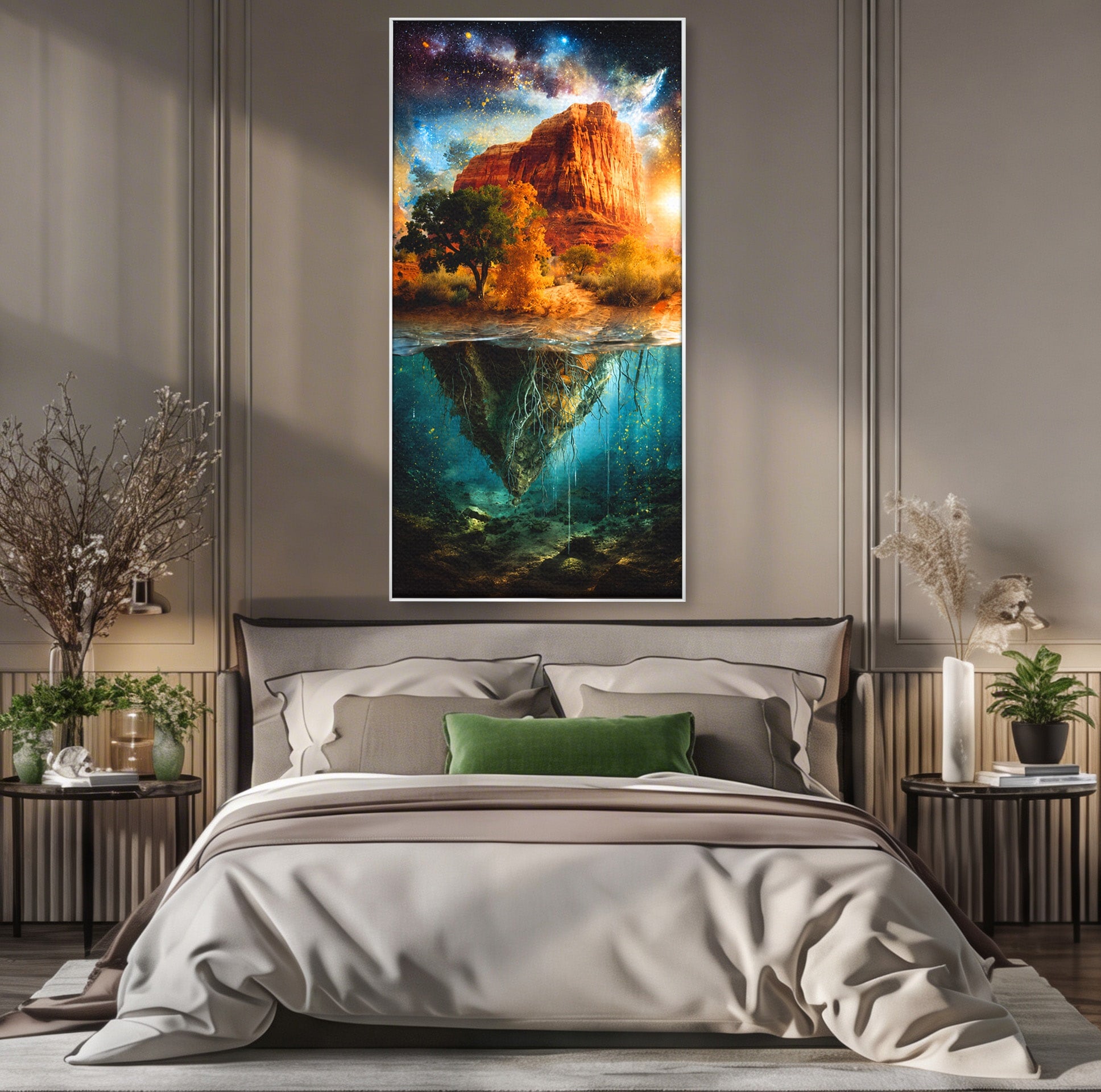 Tablou Canvas Premium LuxCanva® A1681, Muntele Cosmic, Munte, Univers, Peisaj, Fantezie, Living, Culori Vibrante