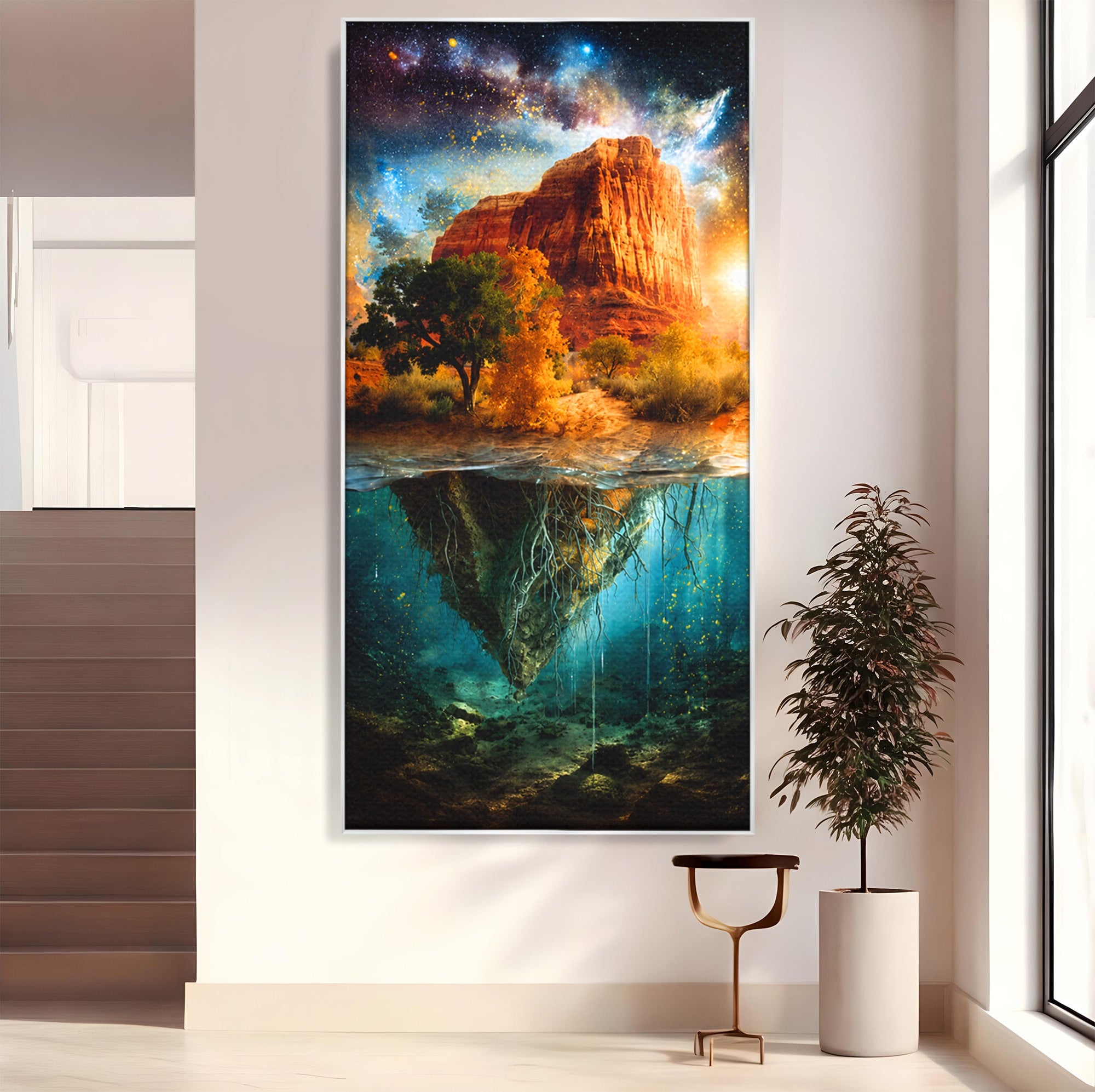Tablou Canvas Premium LuxCanva® A1681, Muntele Cosmic, Munte, Univers, Peisaj, Fantezie, Living, Culori Vibrante